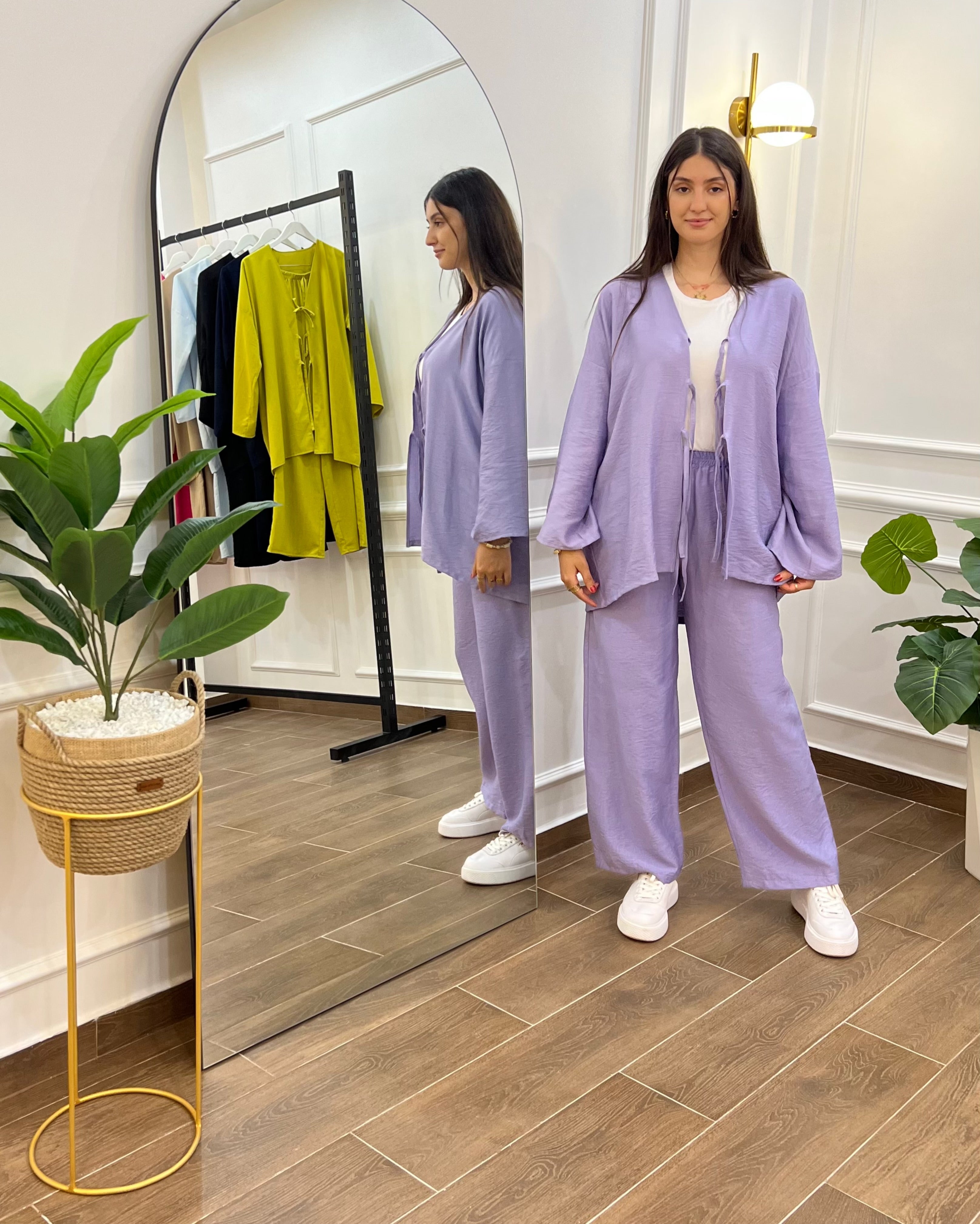 ENSEMBLE EN LIN COULEUR VIOLET PASTEL