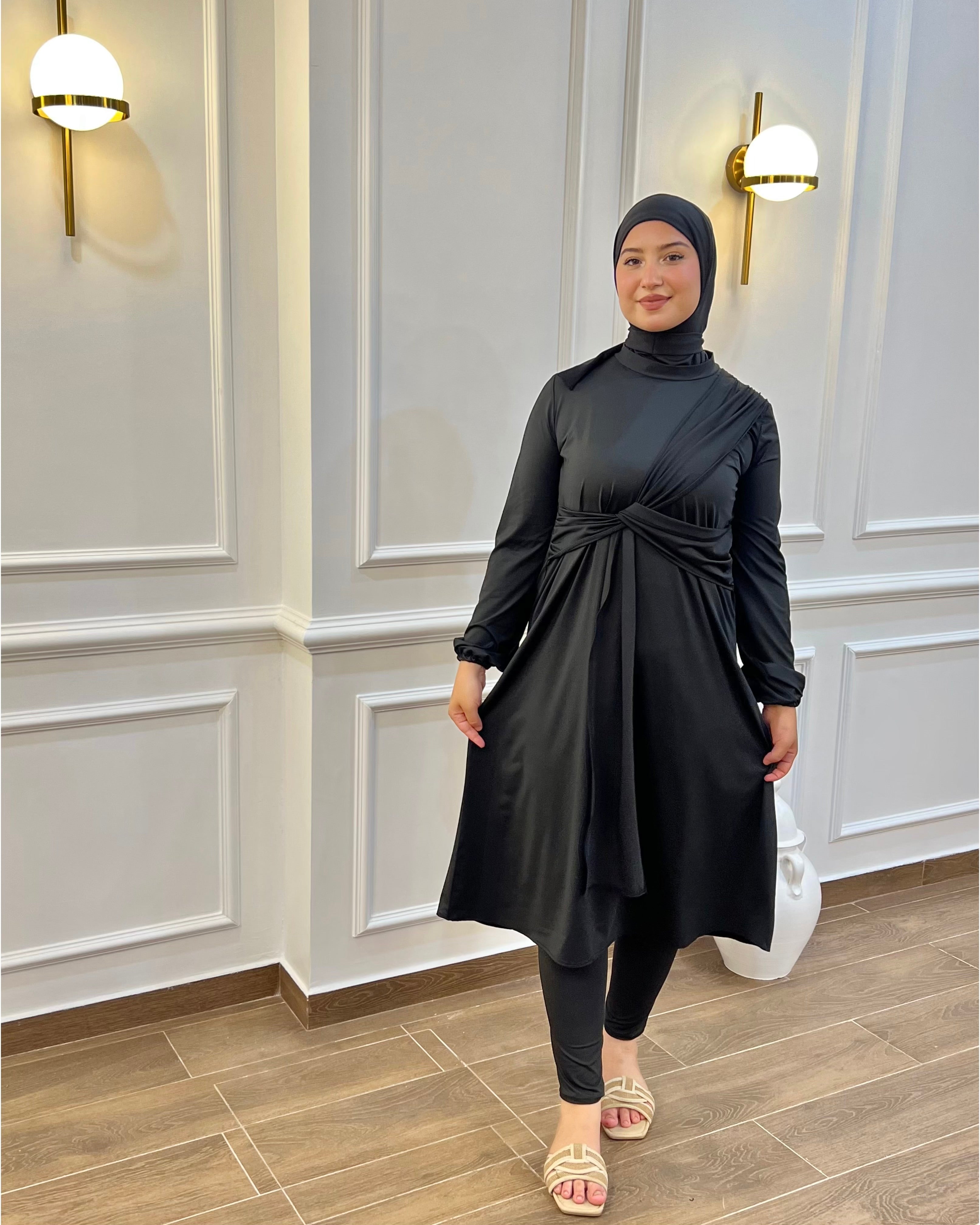 BURKINI SUMMER DION CLASSIC LONG NOIR ( 3 PIÈCES ) AVEC BOURSE DE RANGEMENT