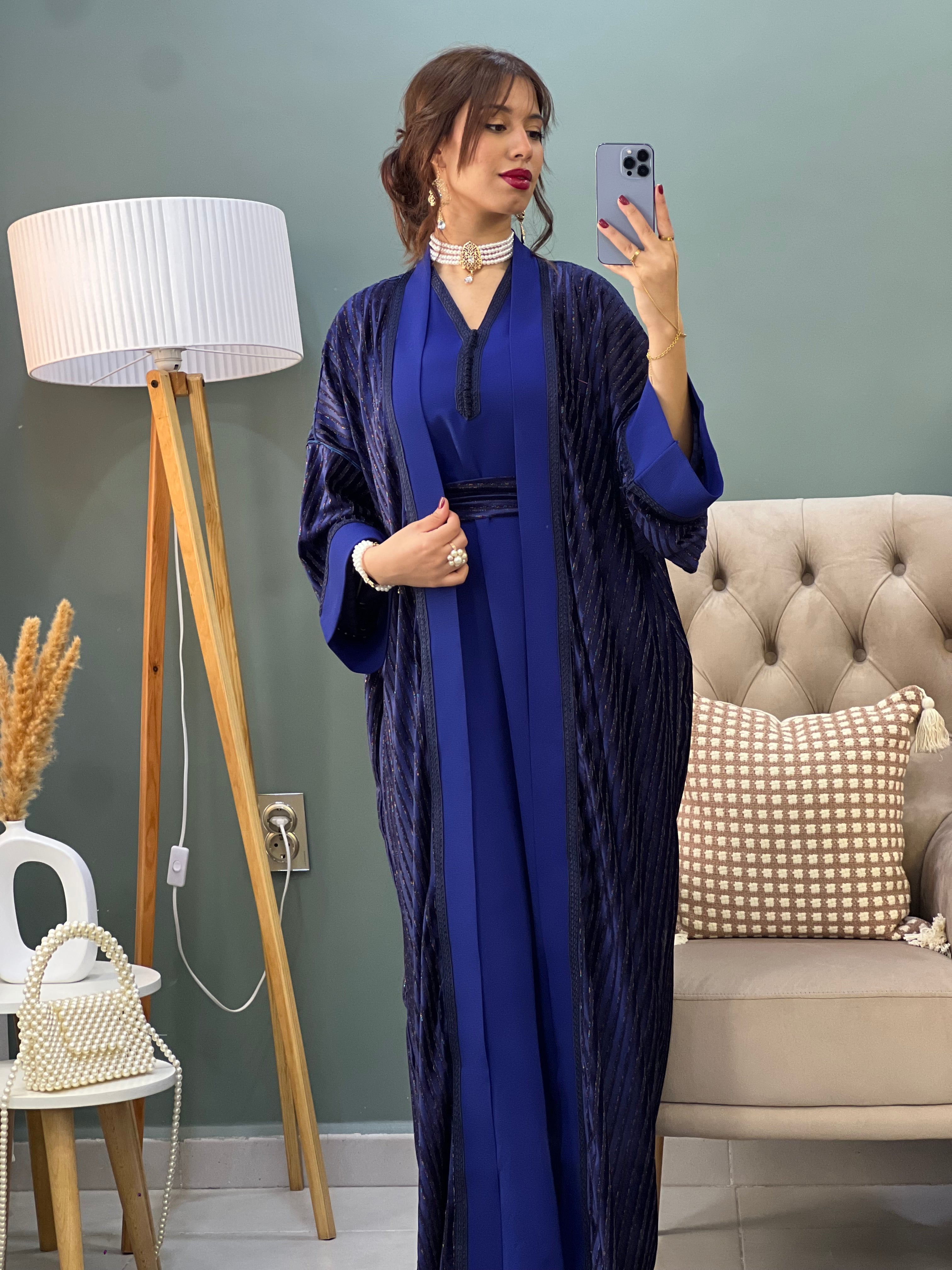 CAFTAN AID LA REINE EN COULEUR BLEU NUIT