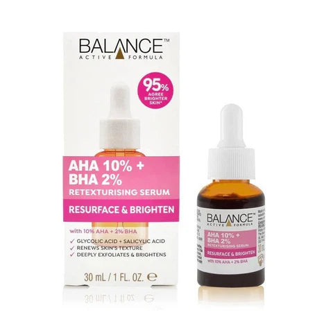BALANCE ACTIVE FORMULA AHA 10 BHA 2 RESURFACE & BRIGHTEN SERUM 30ML