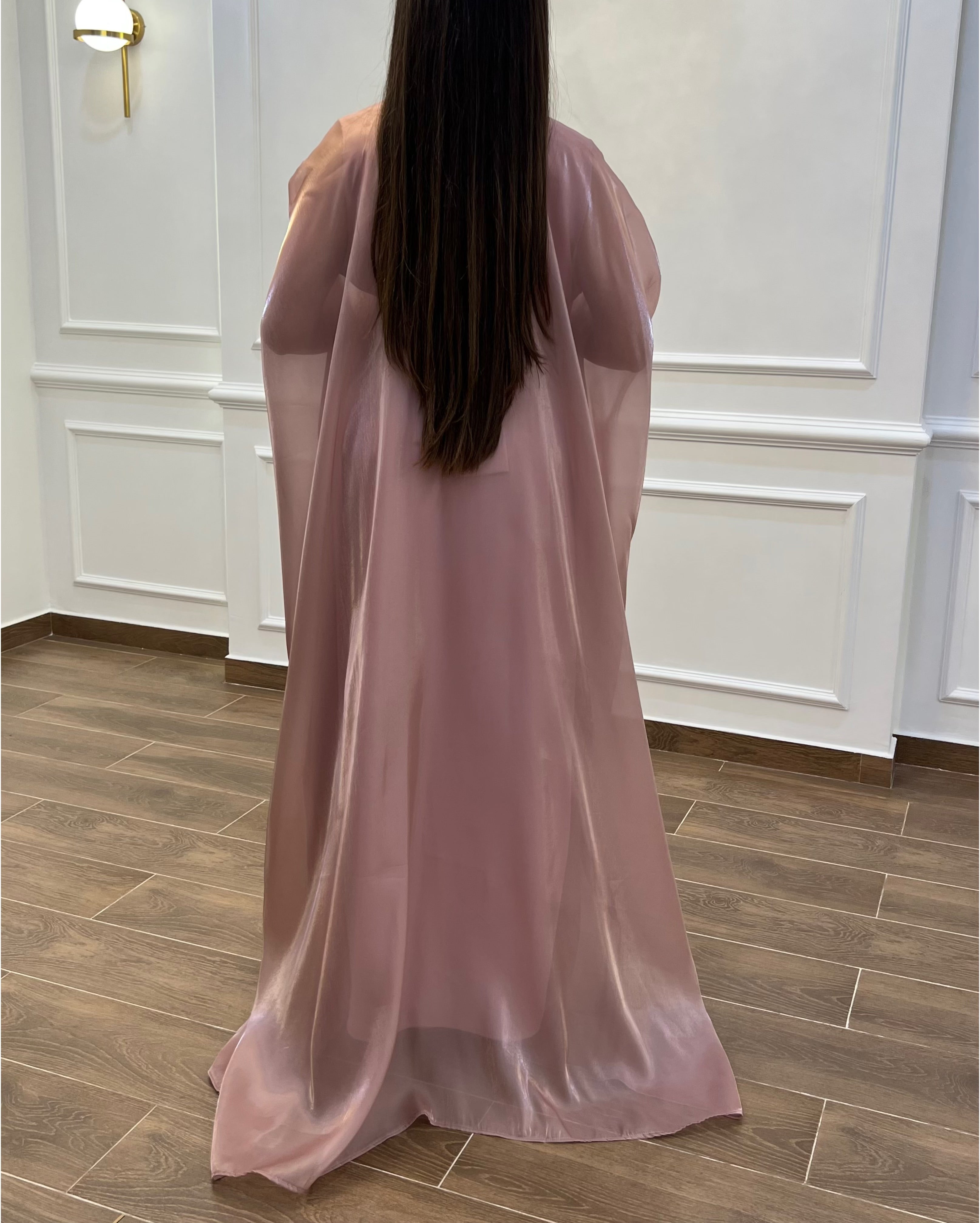 ROBE ORGANZA TRÈS CLASSE COULEUR BOIS DE ROSE FONCÉ
