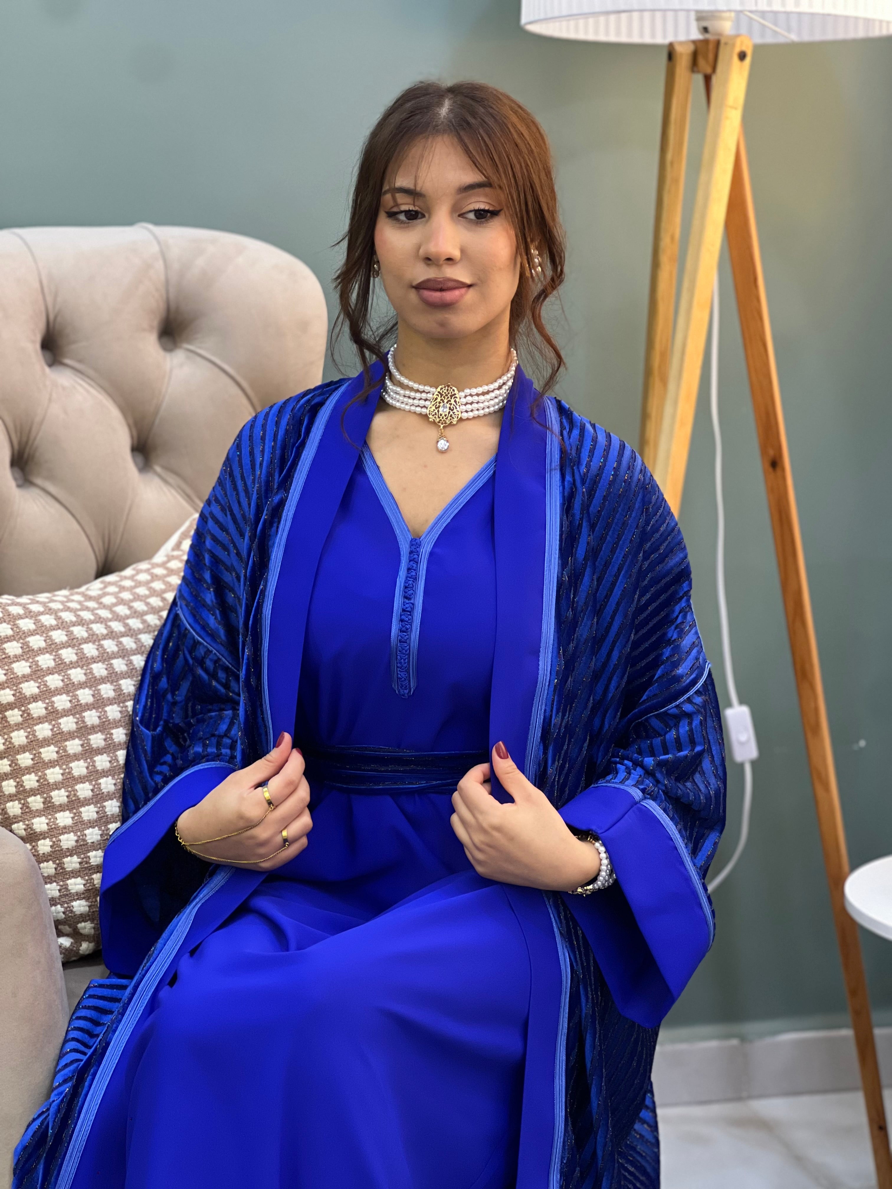 CAFTAN AID LA REINE EN COULEUR BLEU ROI