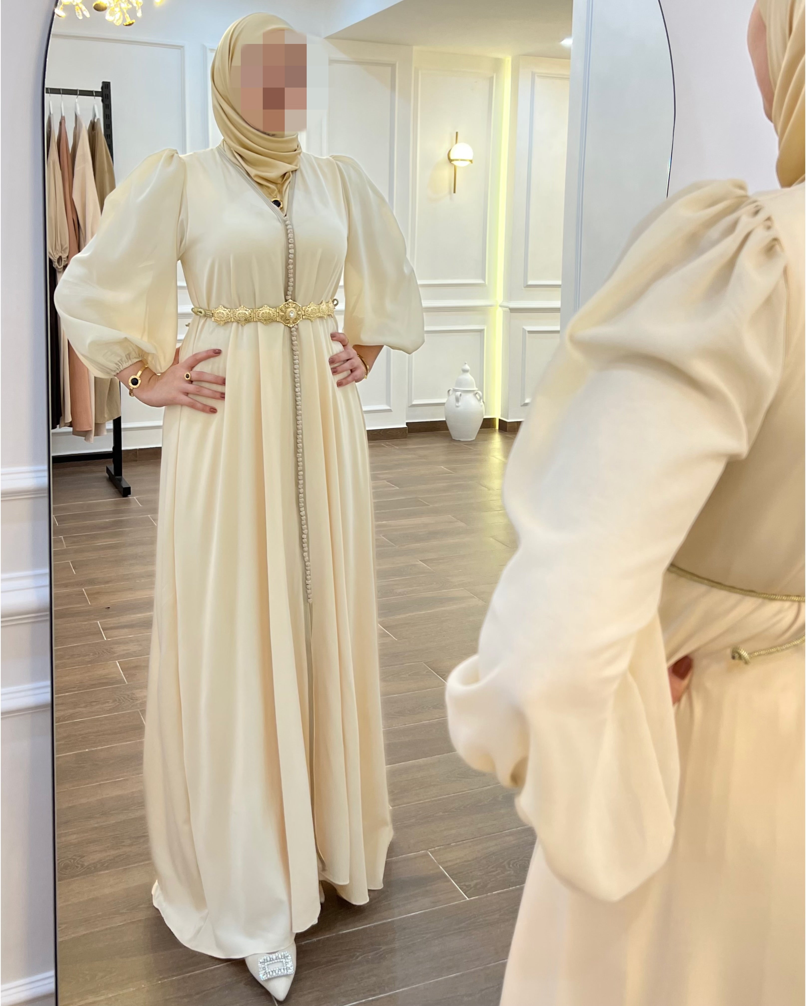 CAFTAN ALGERIEN TRÈS CLASSE DE TRÈS BONNE QUALITE BEIGE