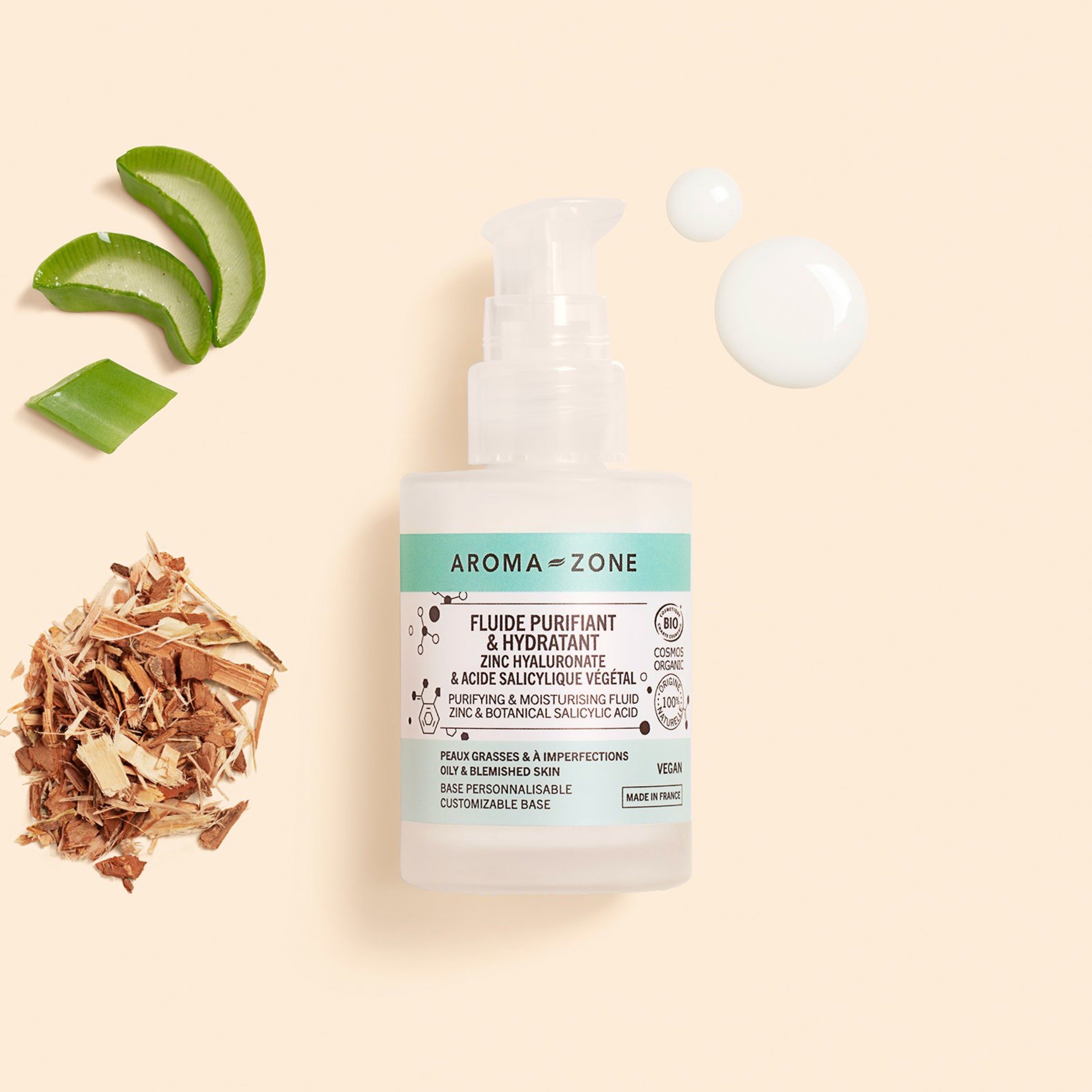 AROMA ZONE FLUIDE PURIFIANT ET HYDRATANT BIO ( ZINK ET ACIDE SALICYLIQUE )