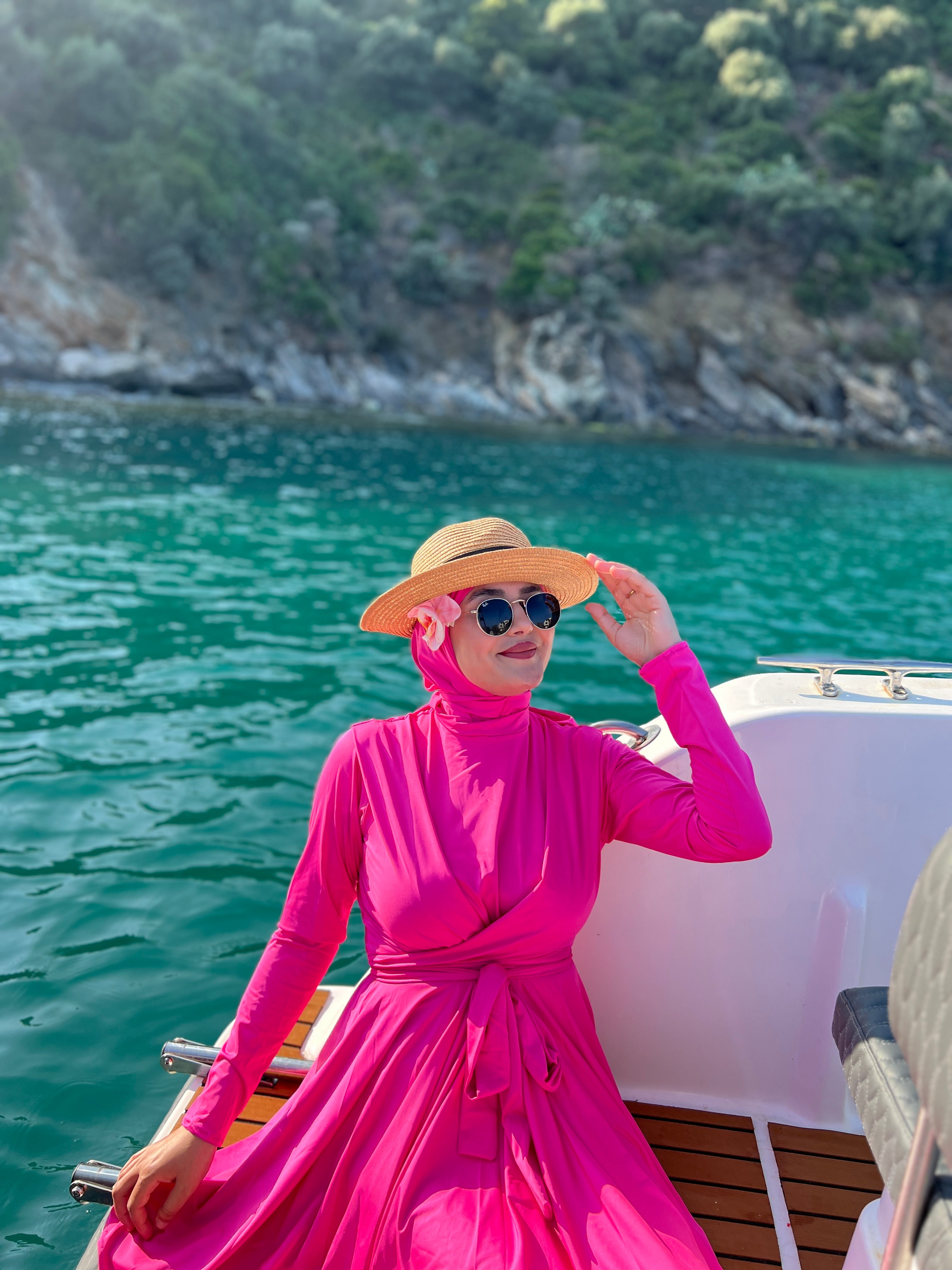 BURKINI STYLE ROBE CLOCHE EN COULEUR ROSE FUSHIA