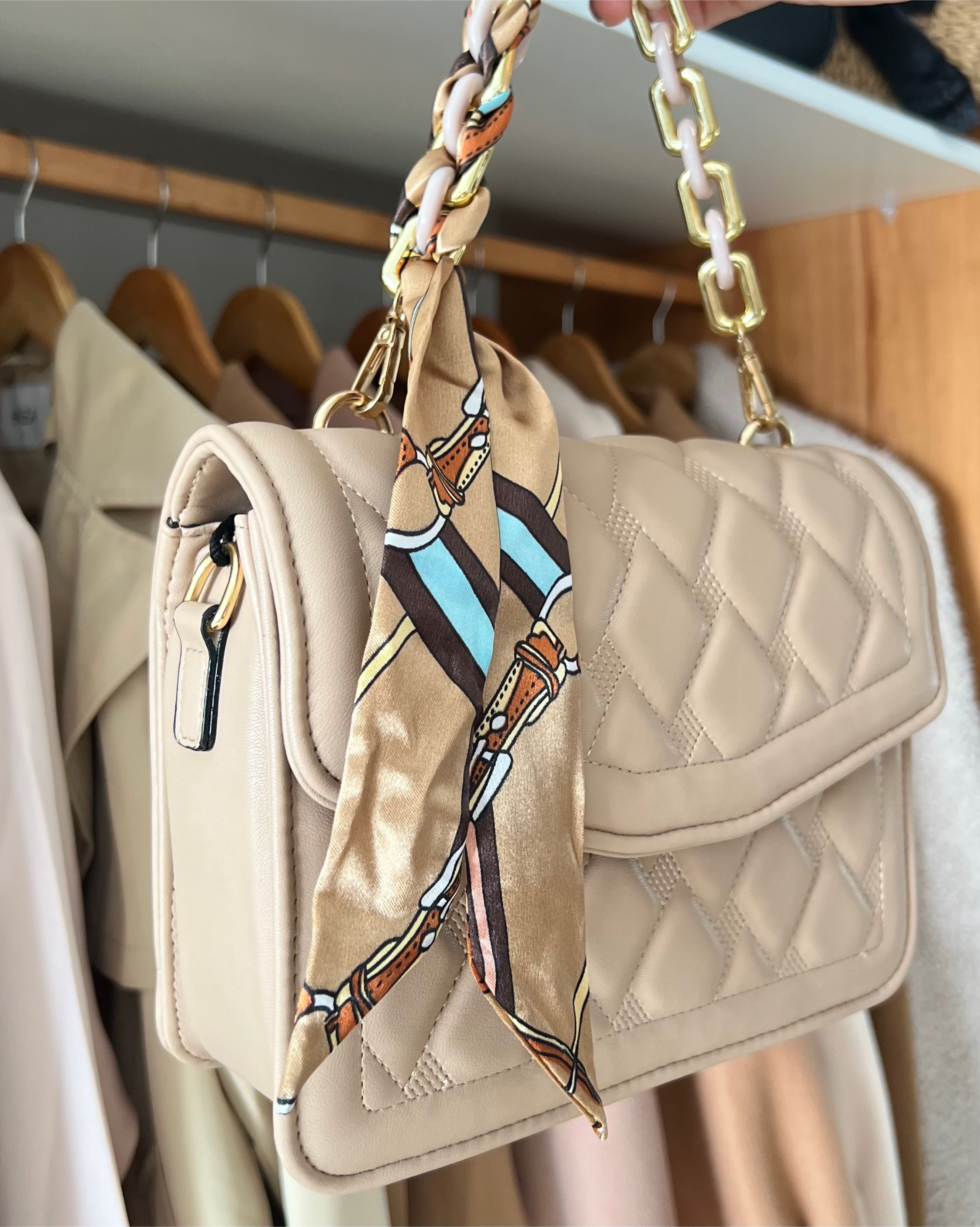 SAC DION CLASSE AVEC RUBAN COULEUR BEIGE FONCÉ