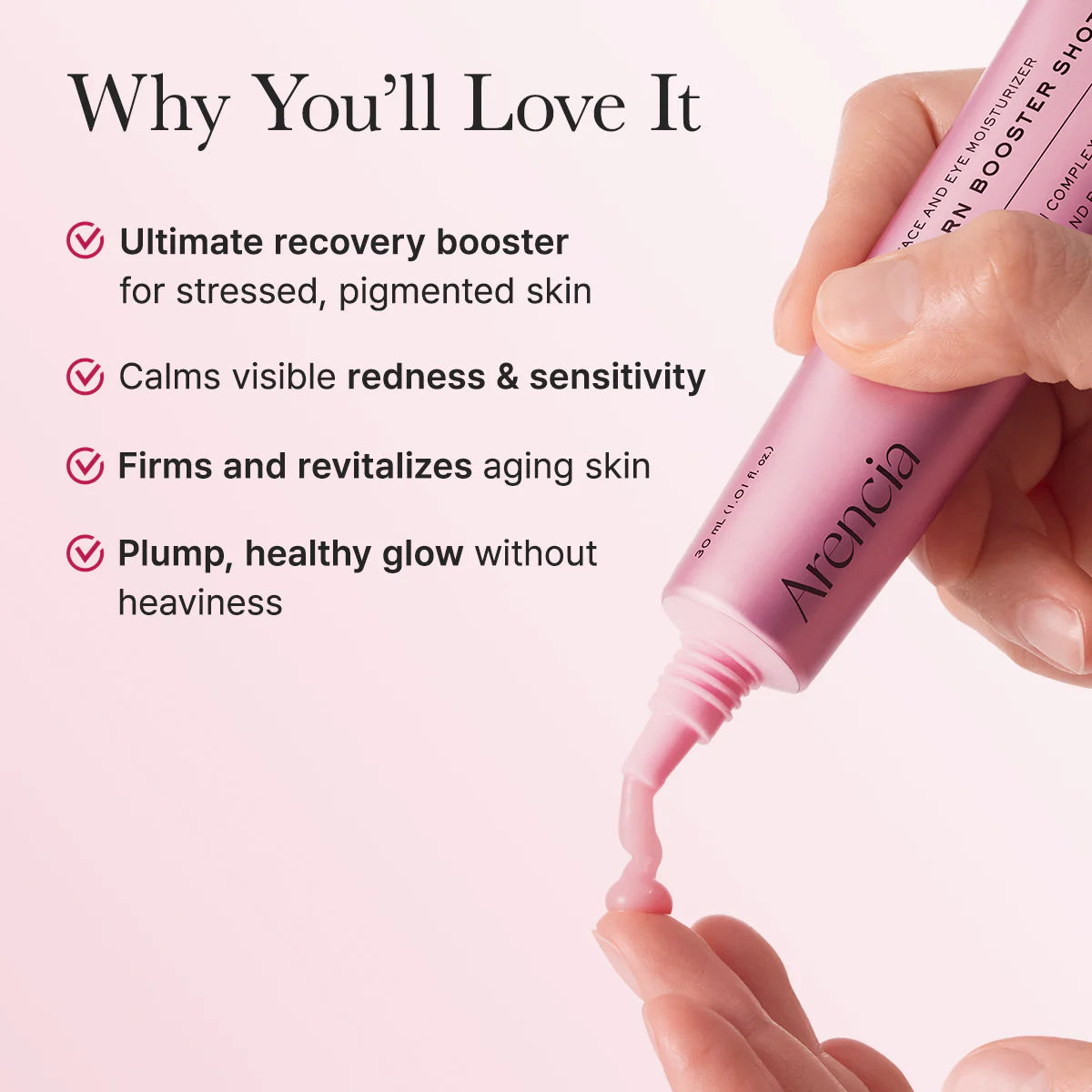 ARENCIA PDRN BOOSTER SHOT , ROSY PDRN & PEPTIDES FOR GLOWY HEALTHY SKIN 30 ML