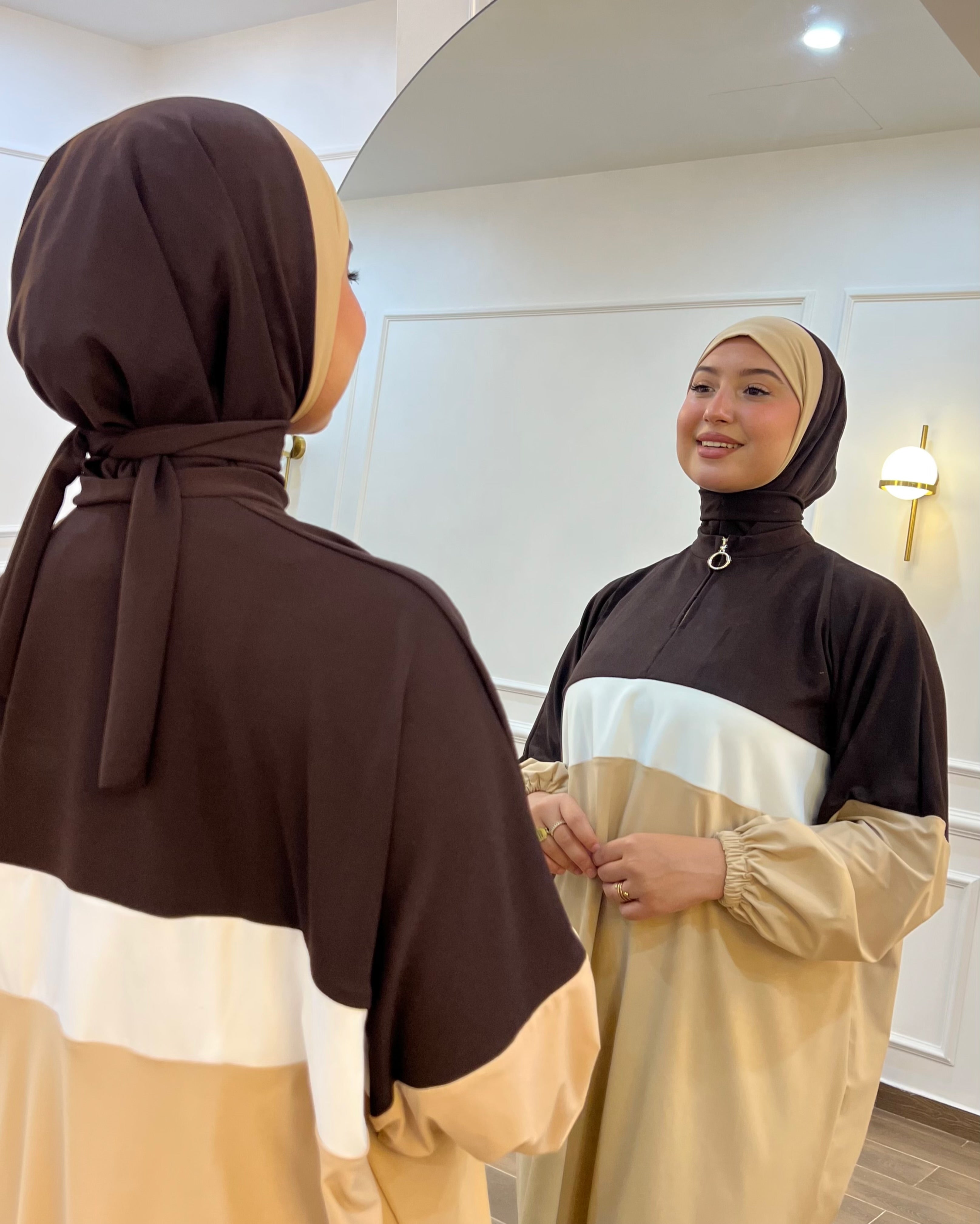 BURKINI SUMMER DION SPORT DE COULEUR BEIGE ( 3 PIÈCES ) AVEC BOURSE