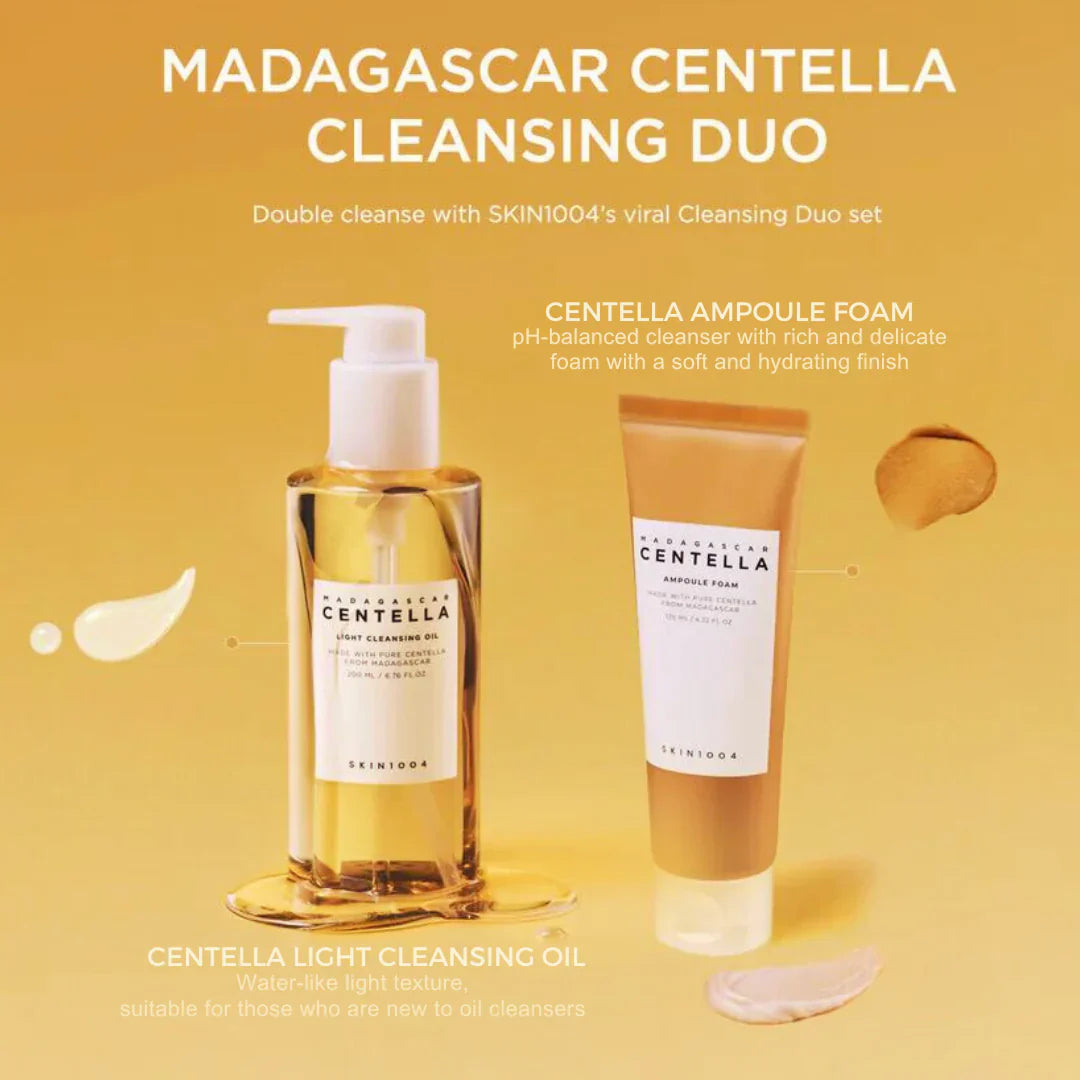 MADAGASCAR CENTELLA DOUBLE CLEANSER DUO (LIGHT CLANSING OIL + AMPOULE FOAM)