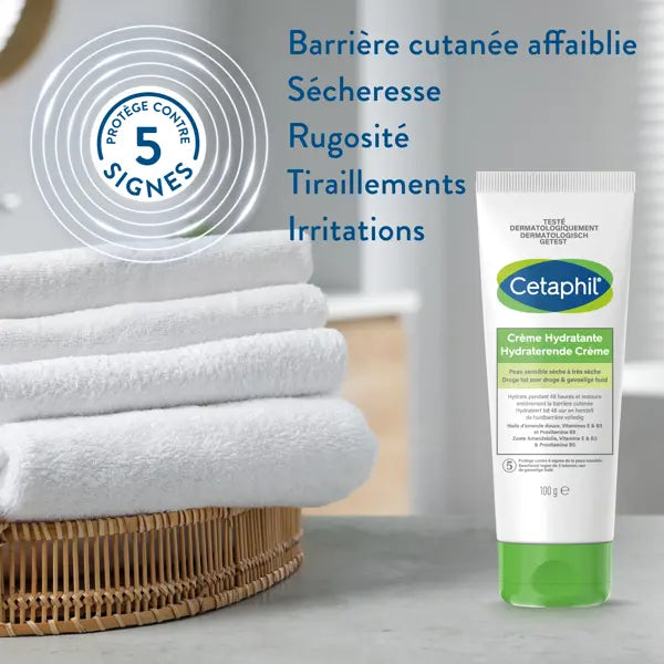 CETAPHIL CRÈME HYDRATANTE PEAU SENSIBLE SÈCHE À TRÈS SÈCHE 100G