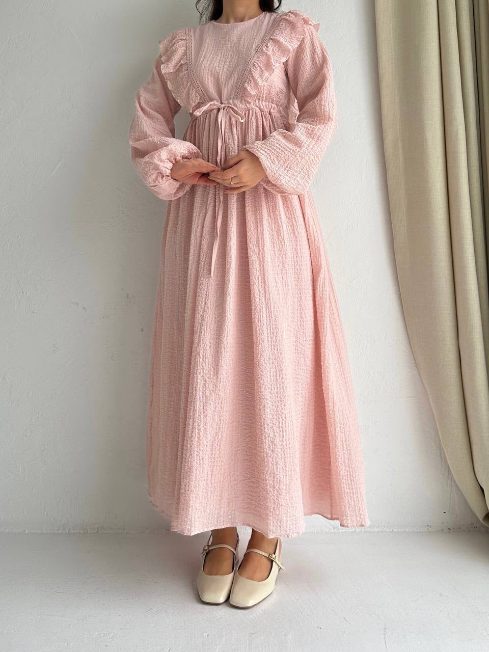 Robe vintage rose avec doublure
