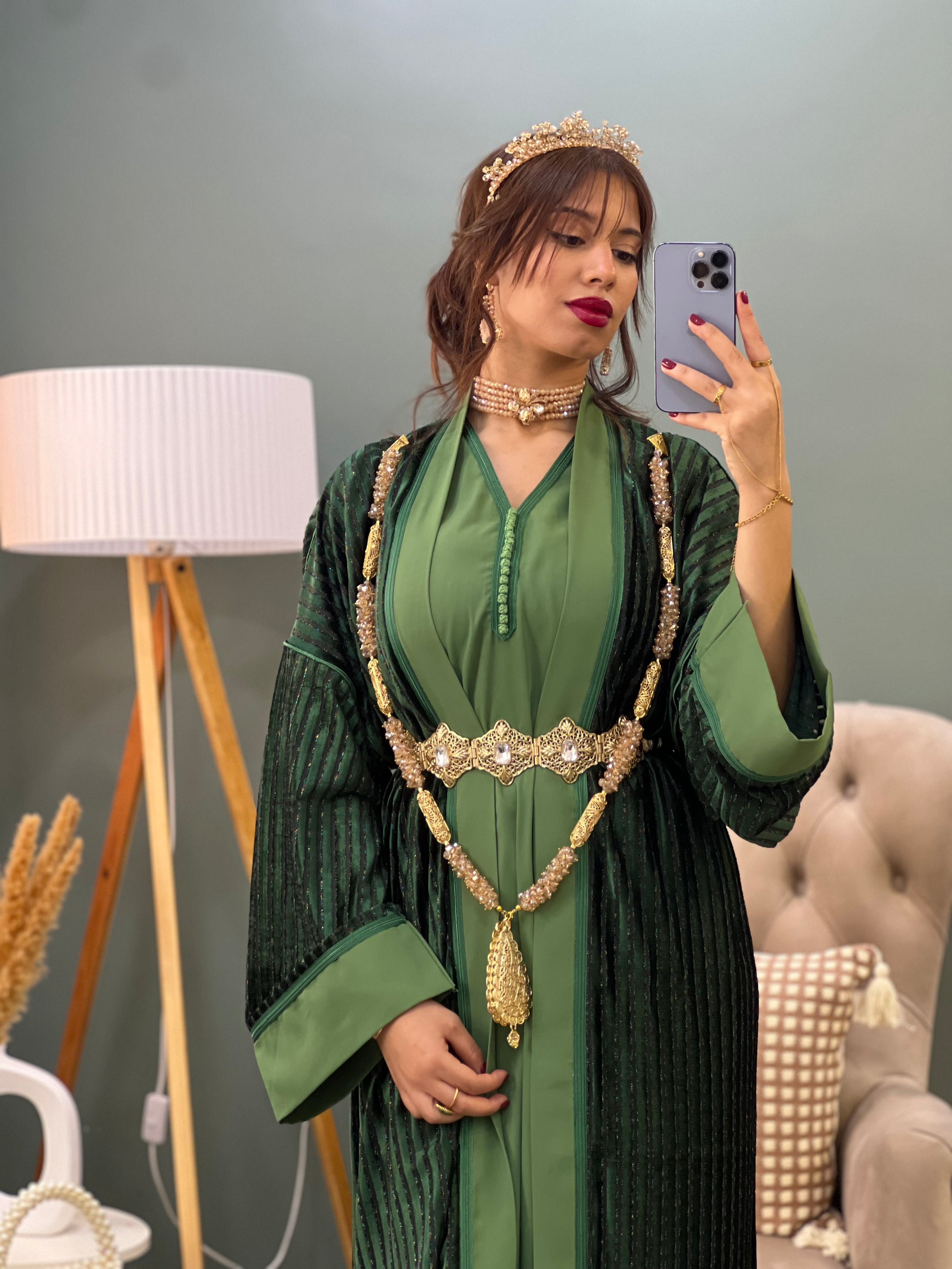 CAFTAN AID LA REINE EN COULEUR VERT