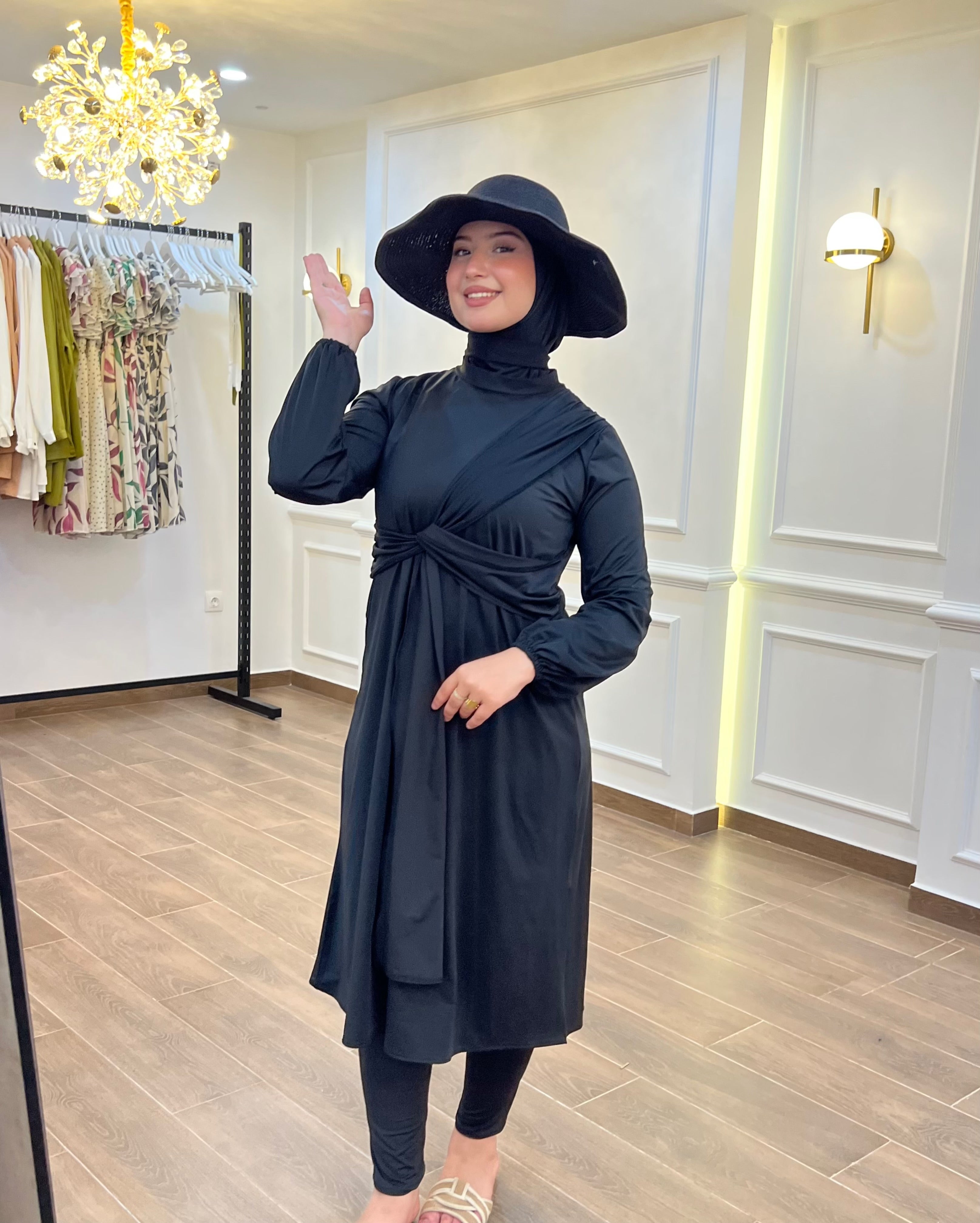 BURKINI SUMMER DION CLASSIC LONG NOIR ( 3 PIÈCES ) AVEC BOURSE DE RANGEMENT