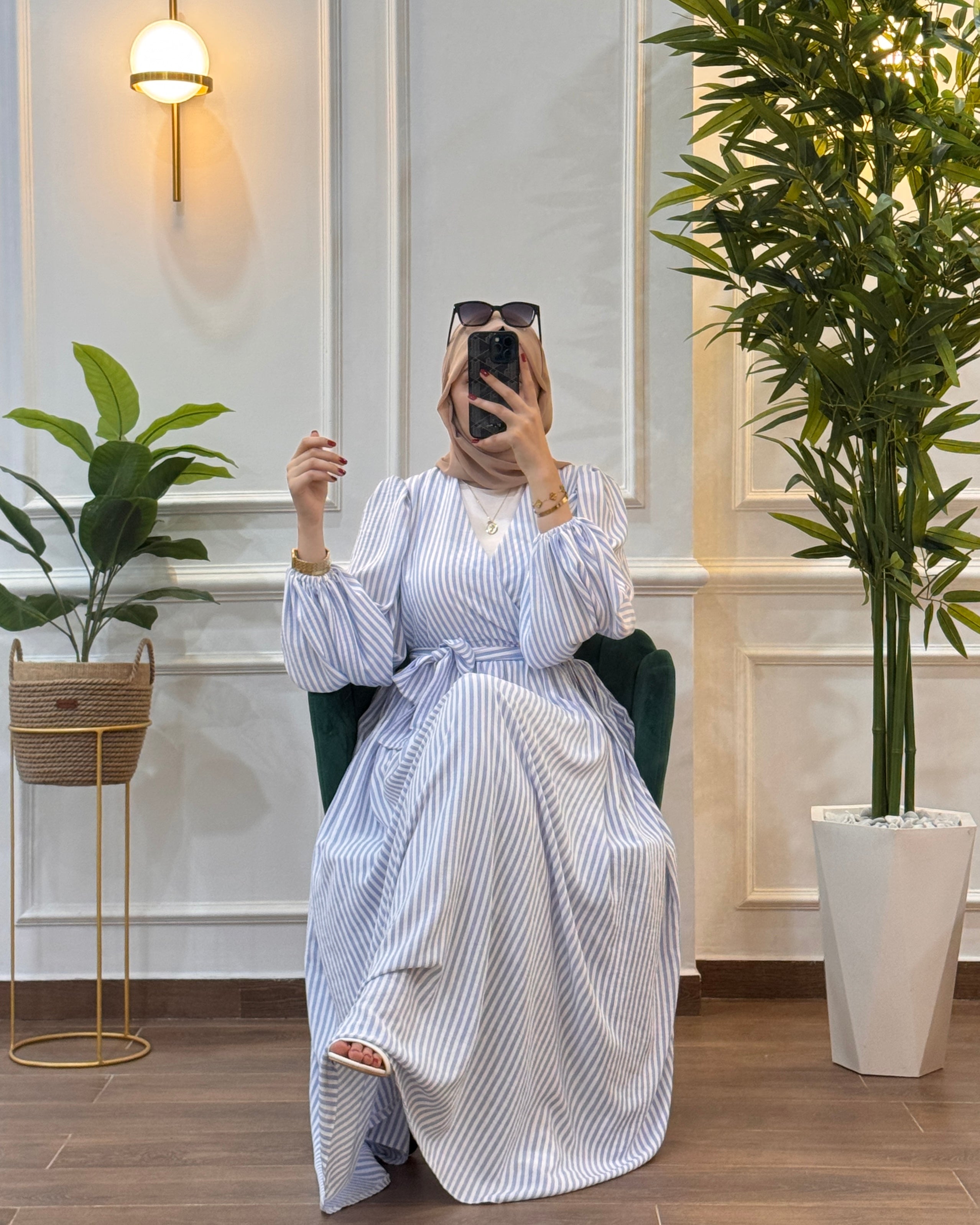 ROBE ÉTÉ PARIS A RAYURE STYLE CACHE COEUR COULEUR BLEU CIEL