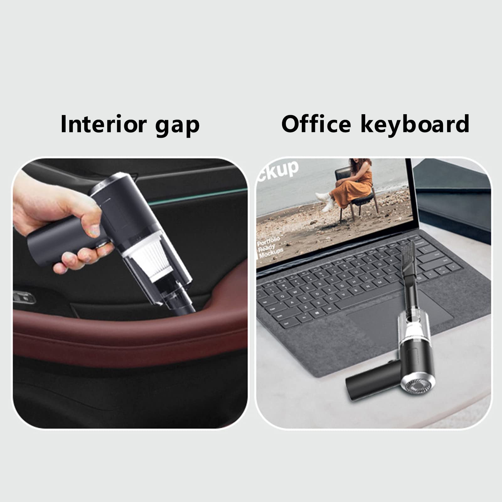 MINI ASPIRATEUR 2 EN 1 SANS FIL RECHARGEABLE MAISON ET VOITURE NOIR