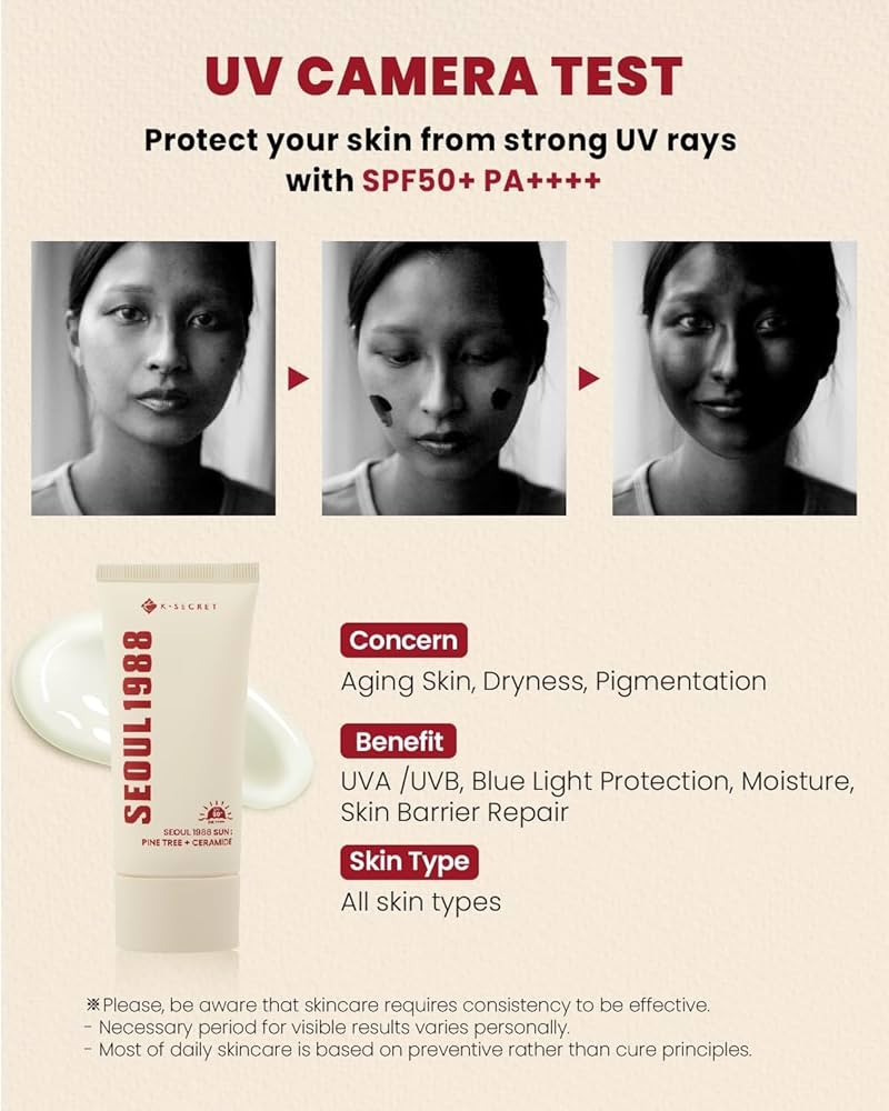 K-SECRET SEOUL 1988 SUNSCREEN PINE TREE + CERAMIDE 50 ML