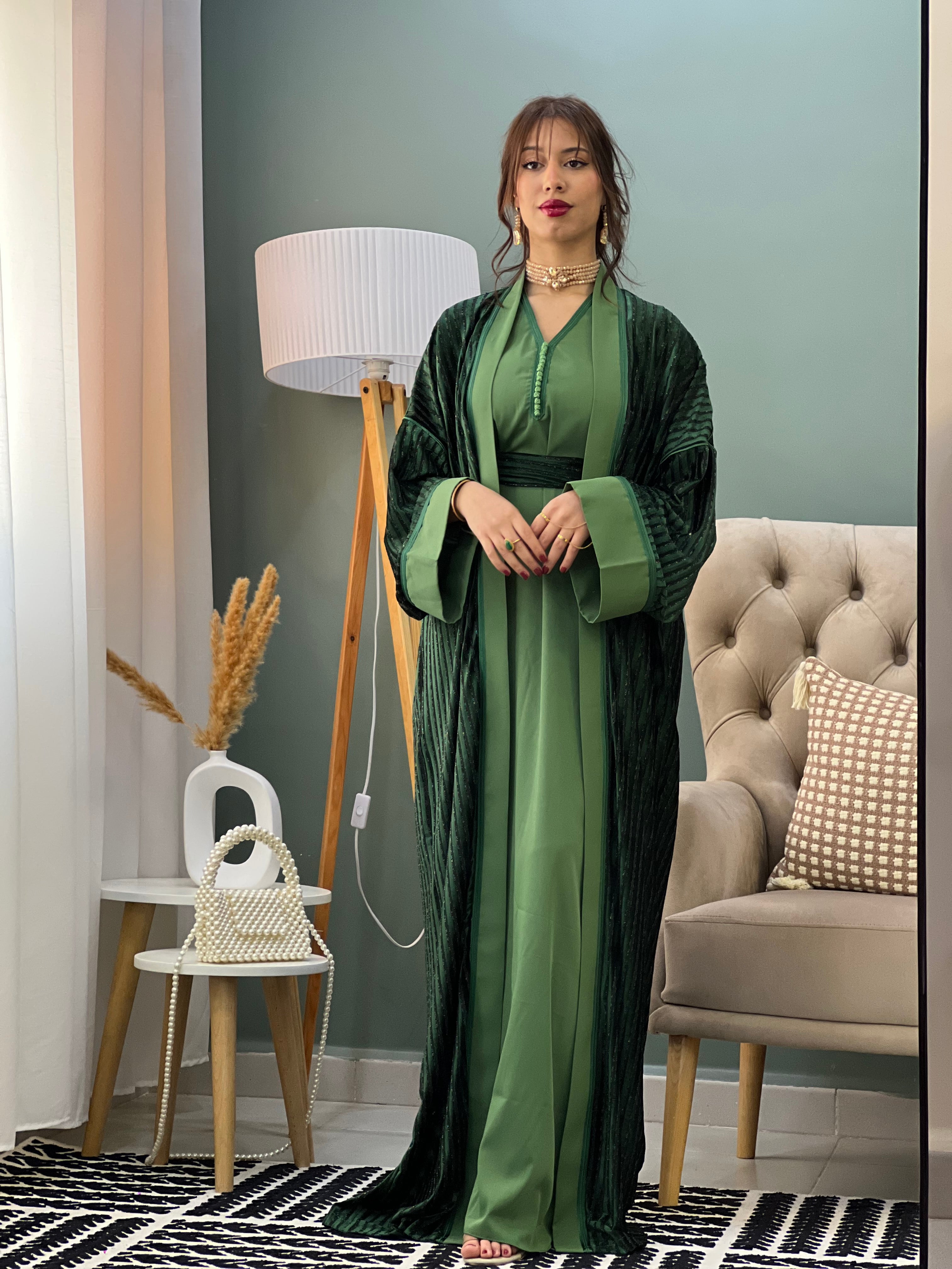 CAFTAN AID LA REINE EN COULEUR VERT