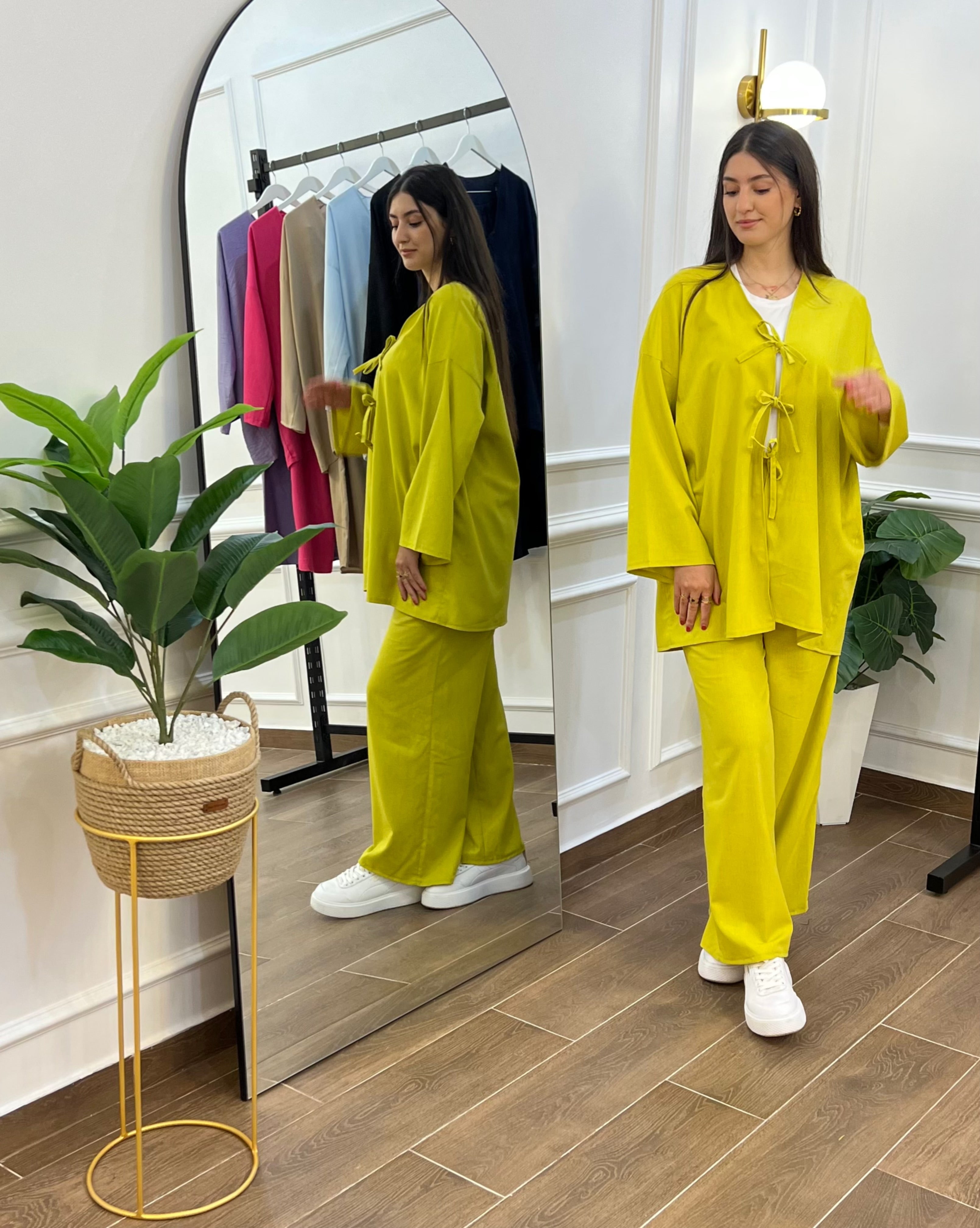 ENSEMBLE EN LIN COULEUR VERT PISTACHE