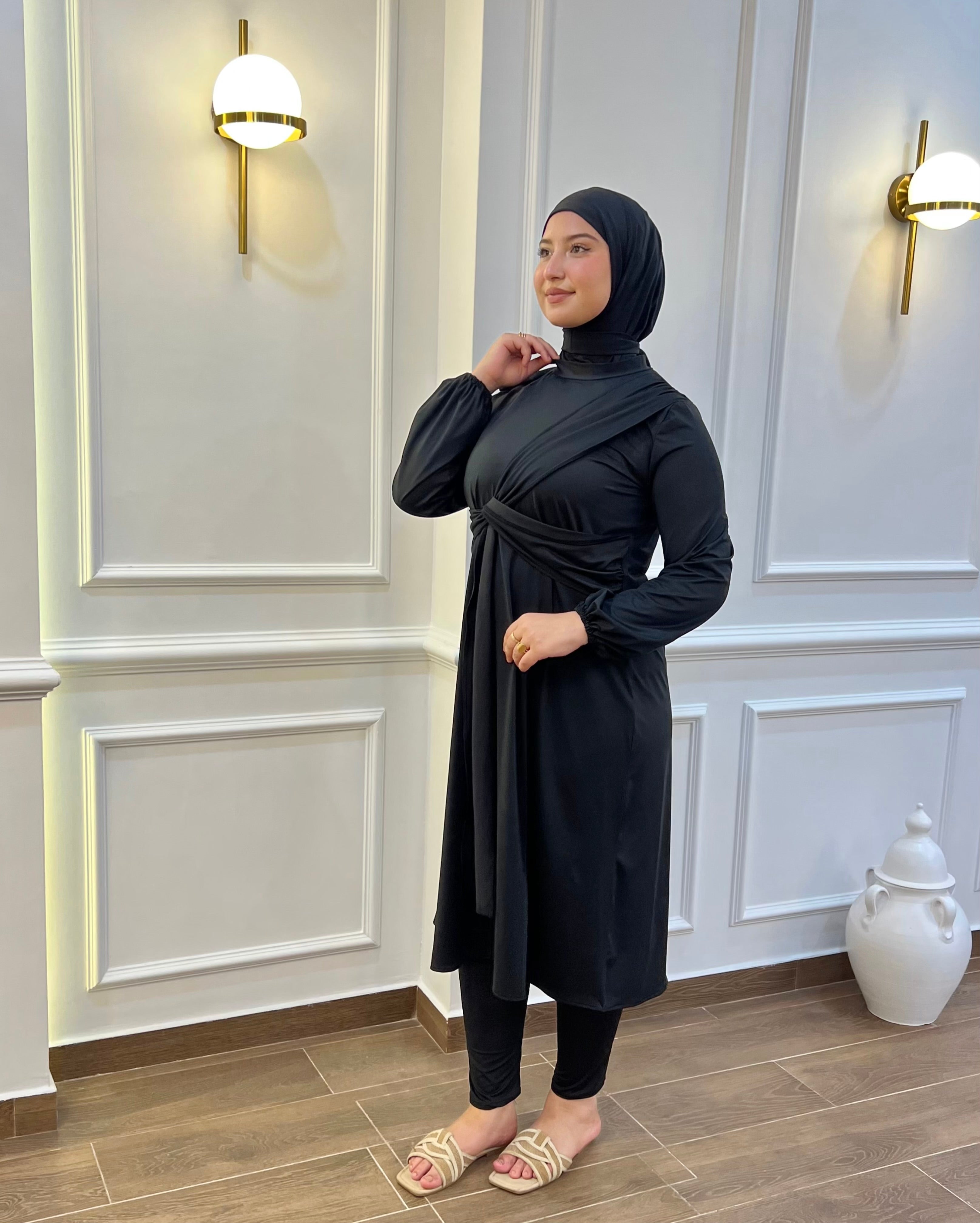 BURKINI SUMMER DION CLASSIC LONG NOIR ( 3 PIÈCES ) AVEC BOURSE DE RANGEMENT