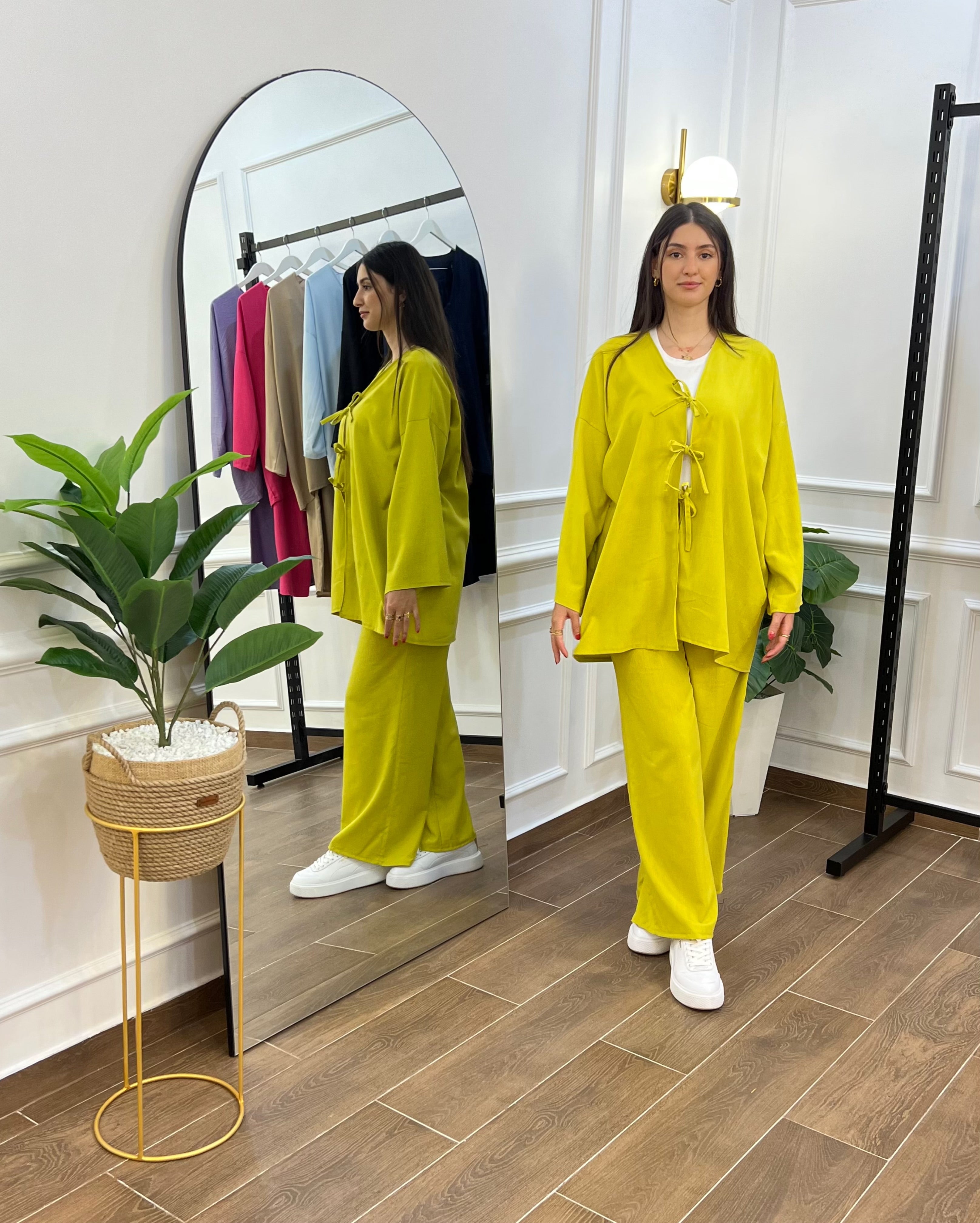 ENSEMBLE EN LIN COULEUR VERT PISTACHE