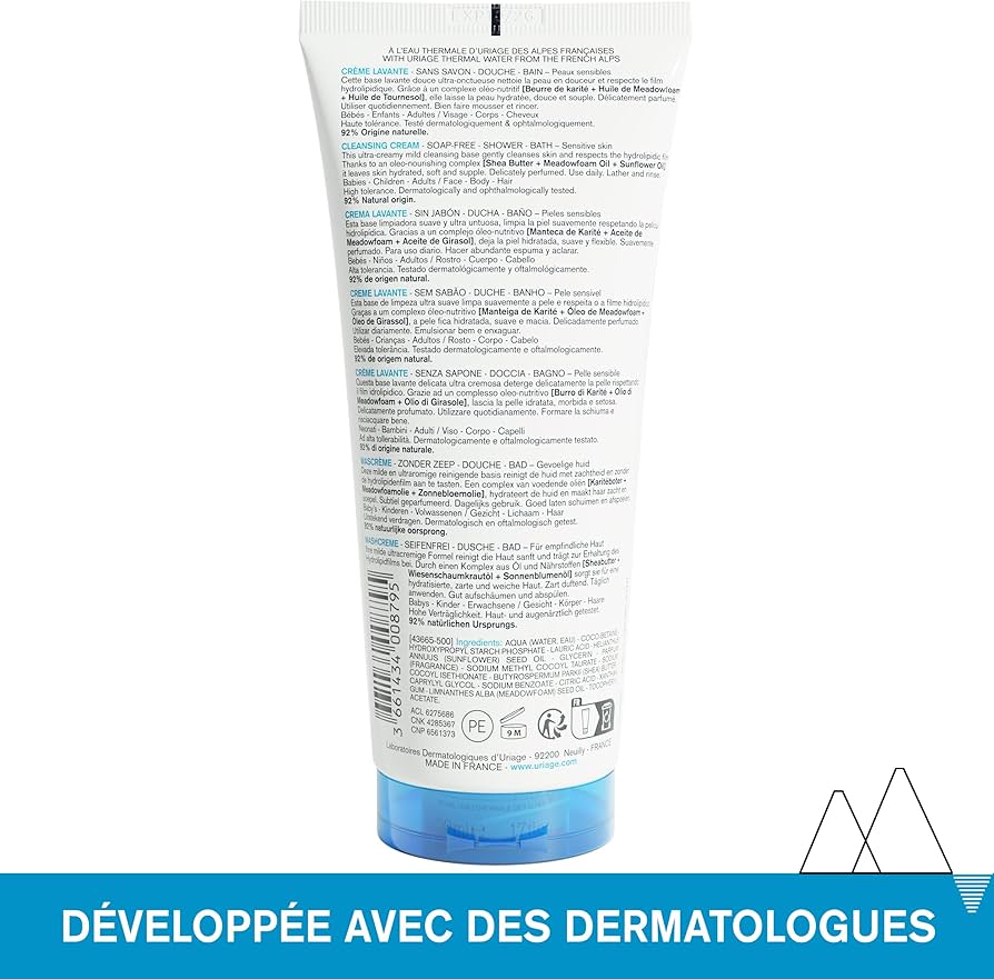 URIAGE EAU THERMALE CRÈME LAVANTE POUR LES PEAUX SENSIBLES 200ML