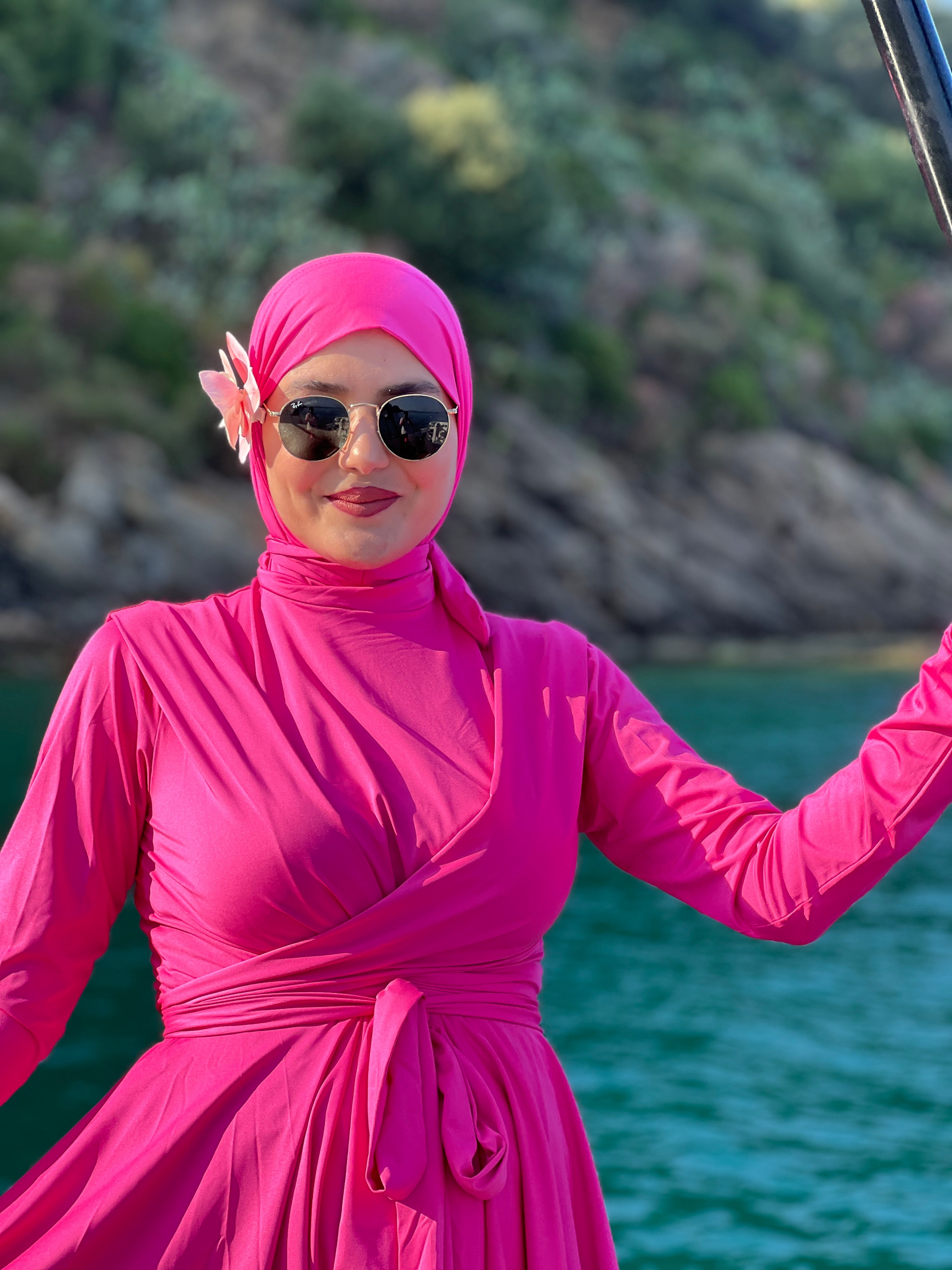 BURKINI STYLE ROBE CLOCHE EN COULEUR ROSE FUSHIA