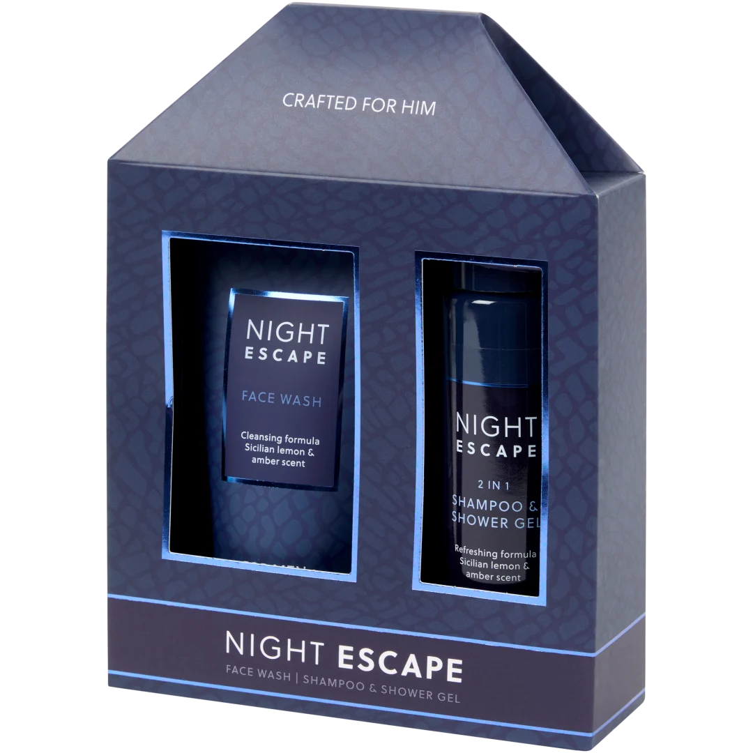 COFFRET CADEAU HOMME BLEU SHAMPOING GEL DOUCHE ET GEL NETTOYANT