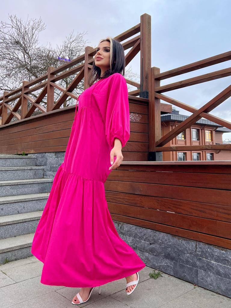 ROBE EVASEE ETE COULEUR FUSHIA - Premium ROBE from DION - Just DA 5200! Shop now at DION