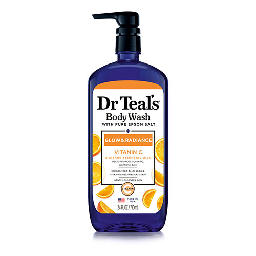 DR TEAL'S BODY WASH WITH PURE EPSOM SALT GLOW & RADIANCE VITAMIN C 710ML