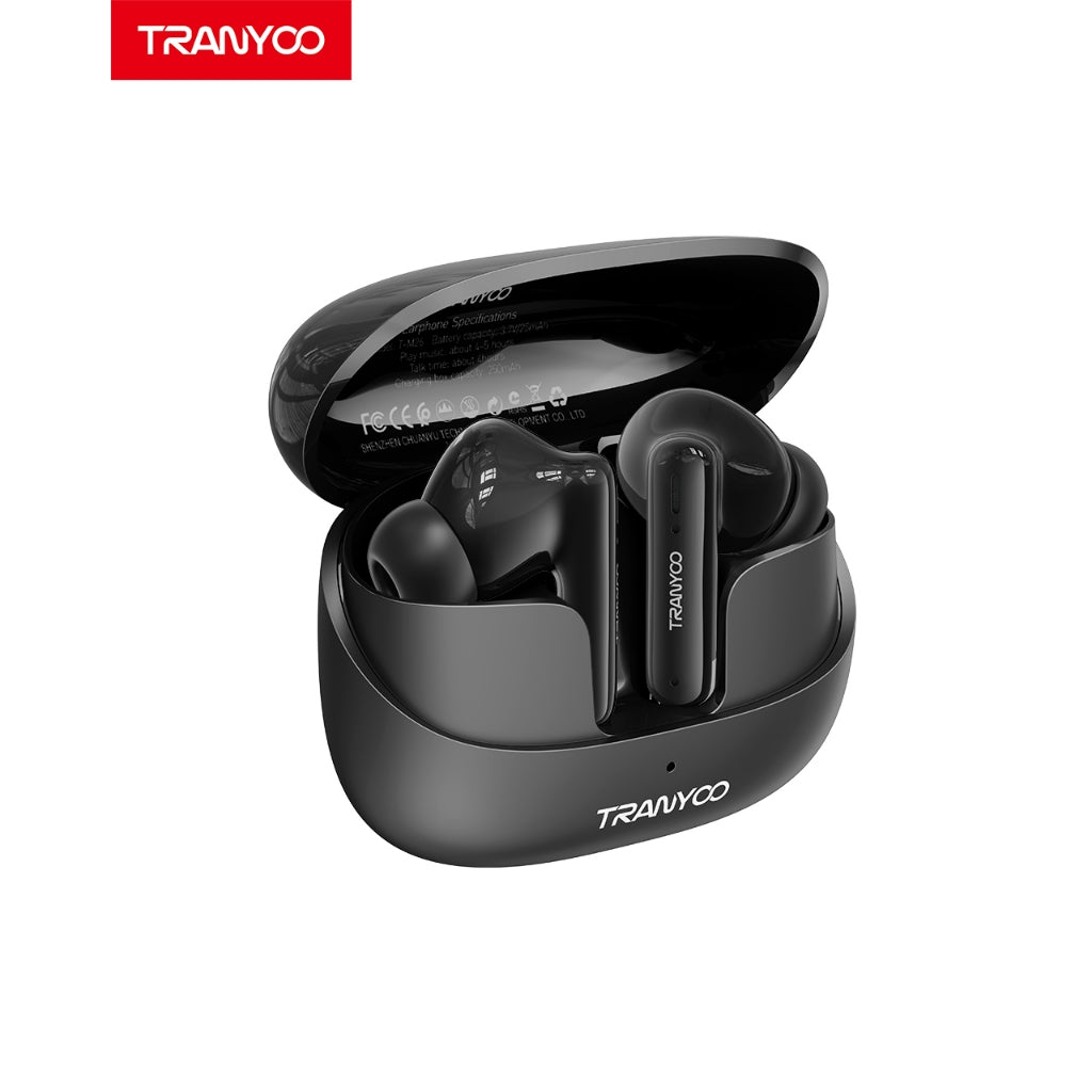 TRANYOO M26 TWS BLUETOOTH 5.3 SANS FIL ÉCOUTEUR ÉTANCHE EARPOD TACTILE STÉRÉO AVEC MICRO (NOIR)