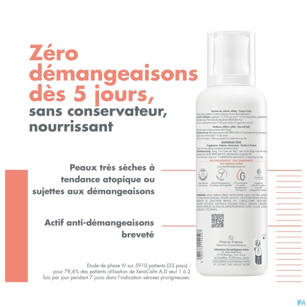AVÈNE XERACALM CRÈME RELIPIDANTE TRIPLE EFFICACITÉ 400ML