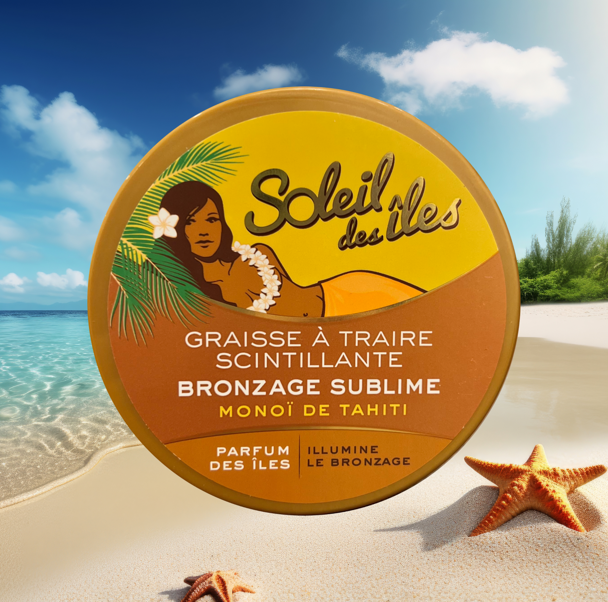 SOLEIL DES ILES GRAISSE A TRAIRE SCINTILLANTE BRONZAGE SUBLIME MONOI DE TAHITI PARFUM DES ILES POT 150ML