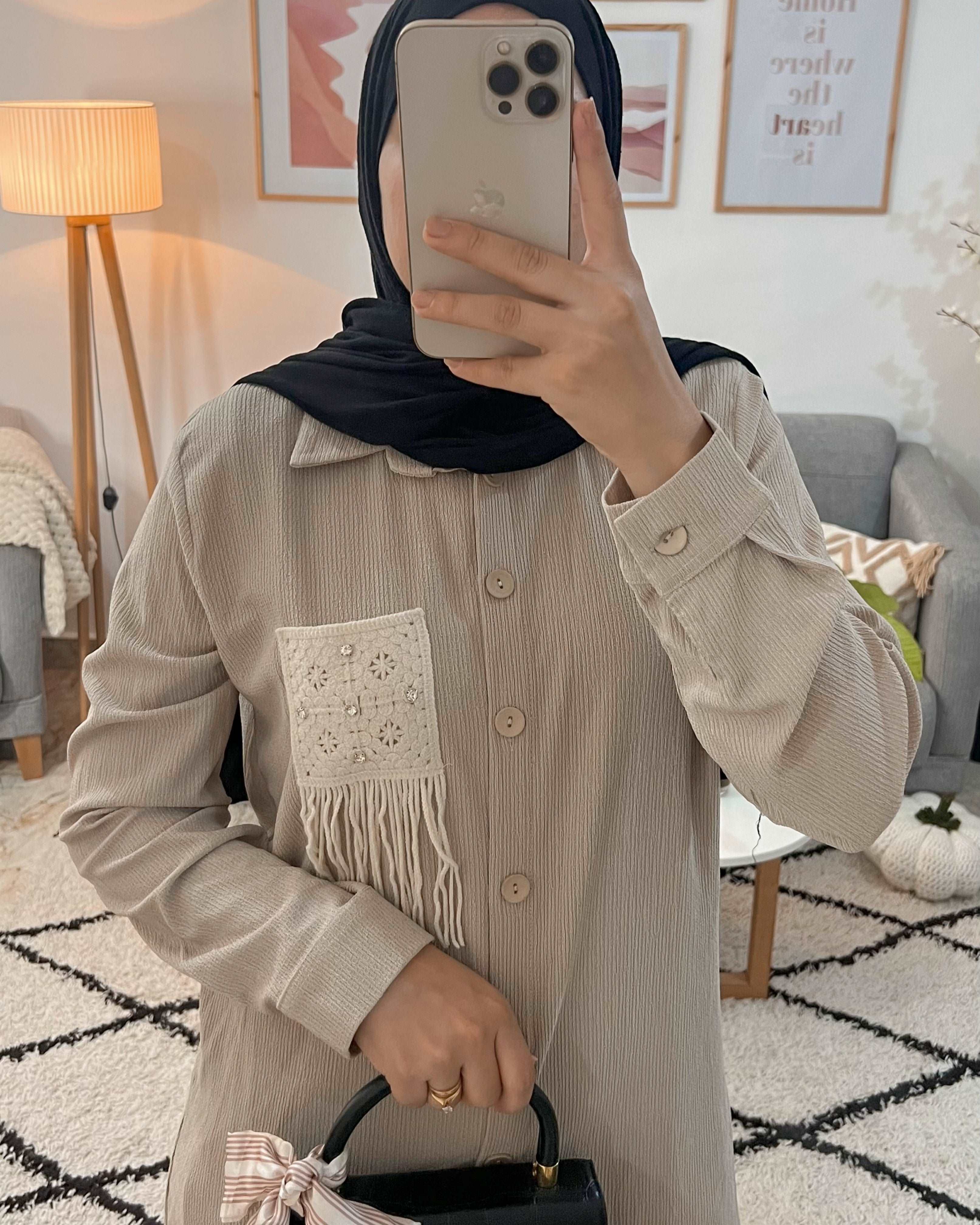 ENSEMBLE DEMI SAISON AVEC POCHE BOHEME BEIGE - Premium ENSEMBLE from DION - Just DA 6500! Shop now at DION