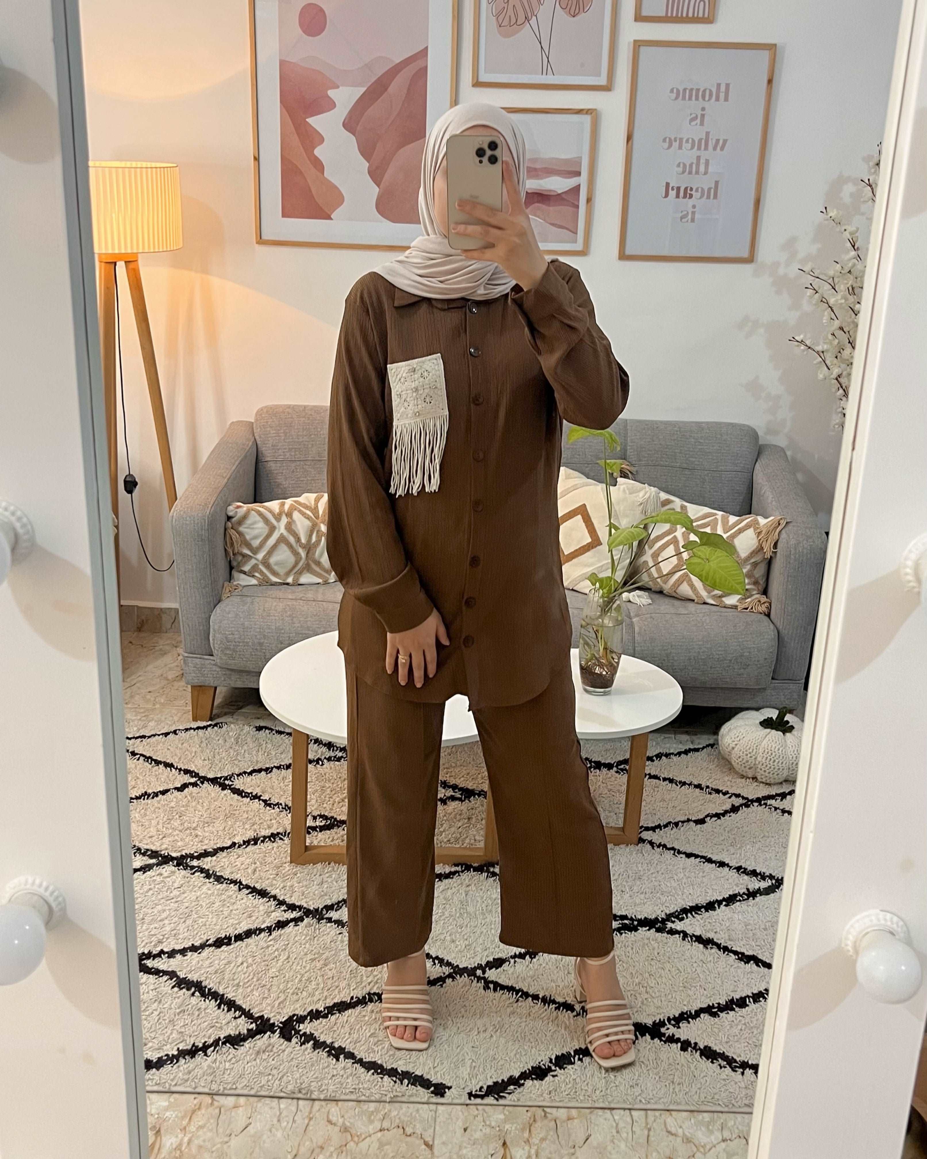 ENSEMBLE DEMI SAISON AVEC POCHE BOHEME MARRON