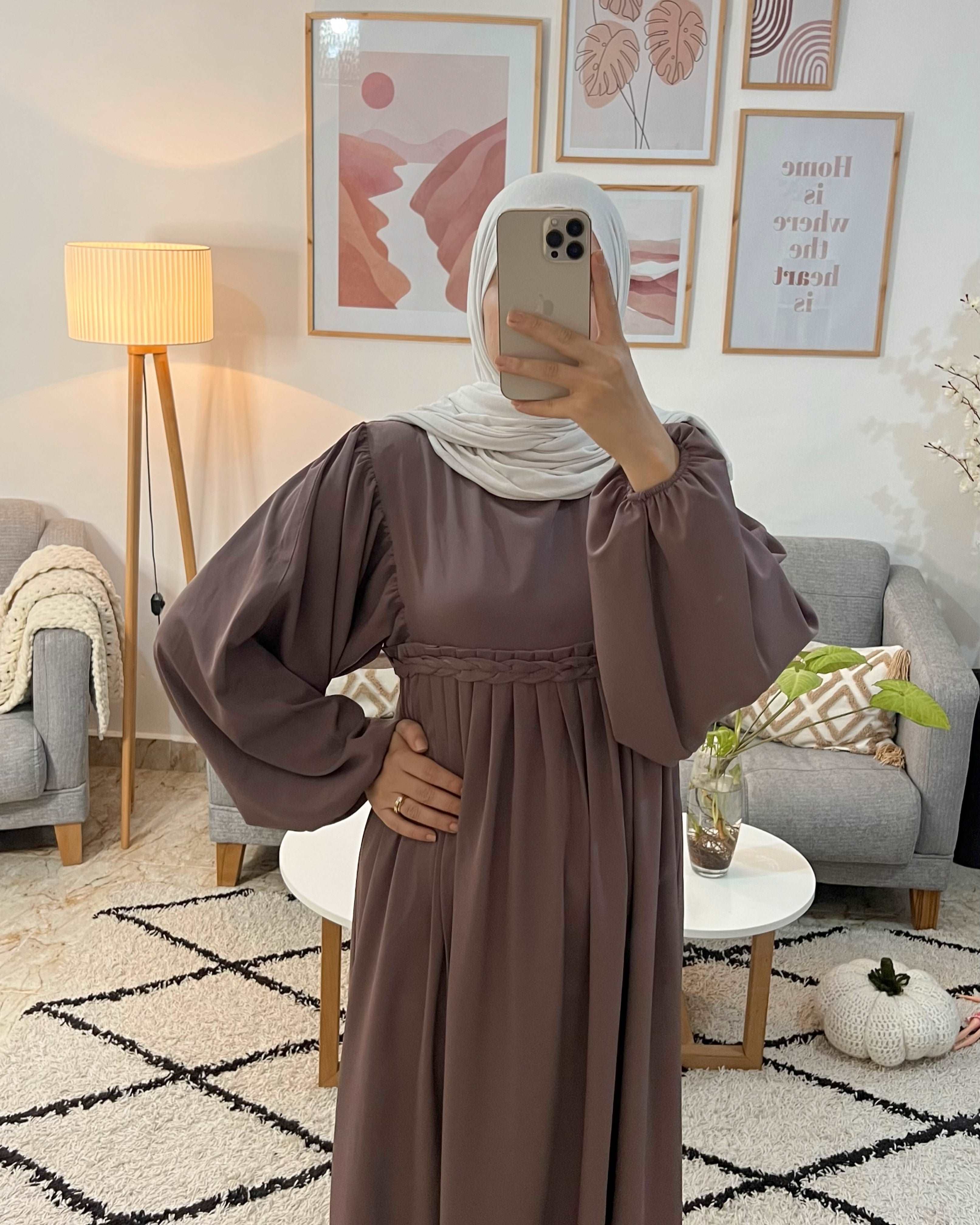HIJAB AVEC PLIS COULEUR MAUVE