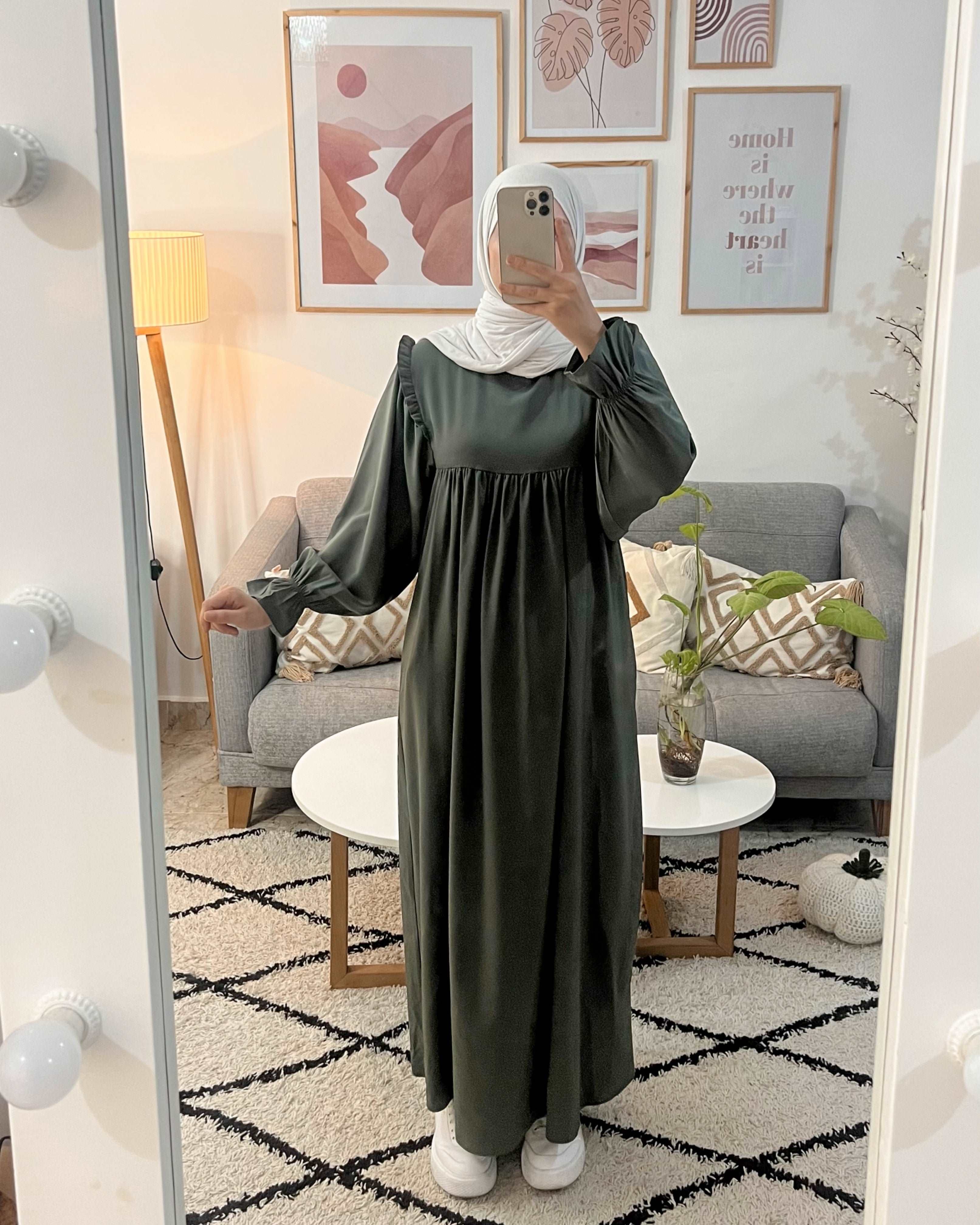 HIJAB PLISSE A L'EPAULE COULEUR MINT