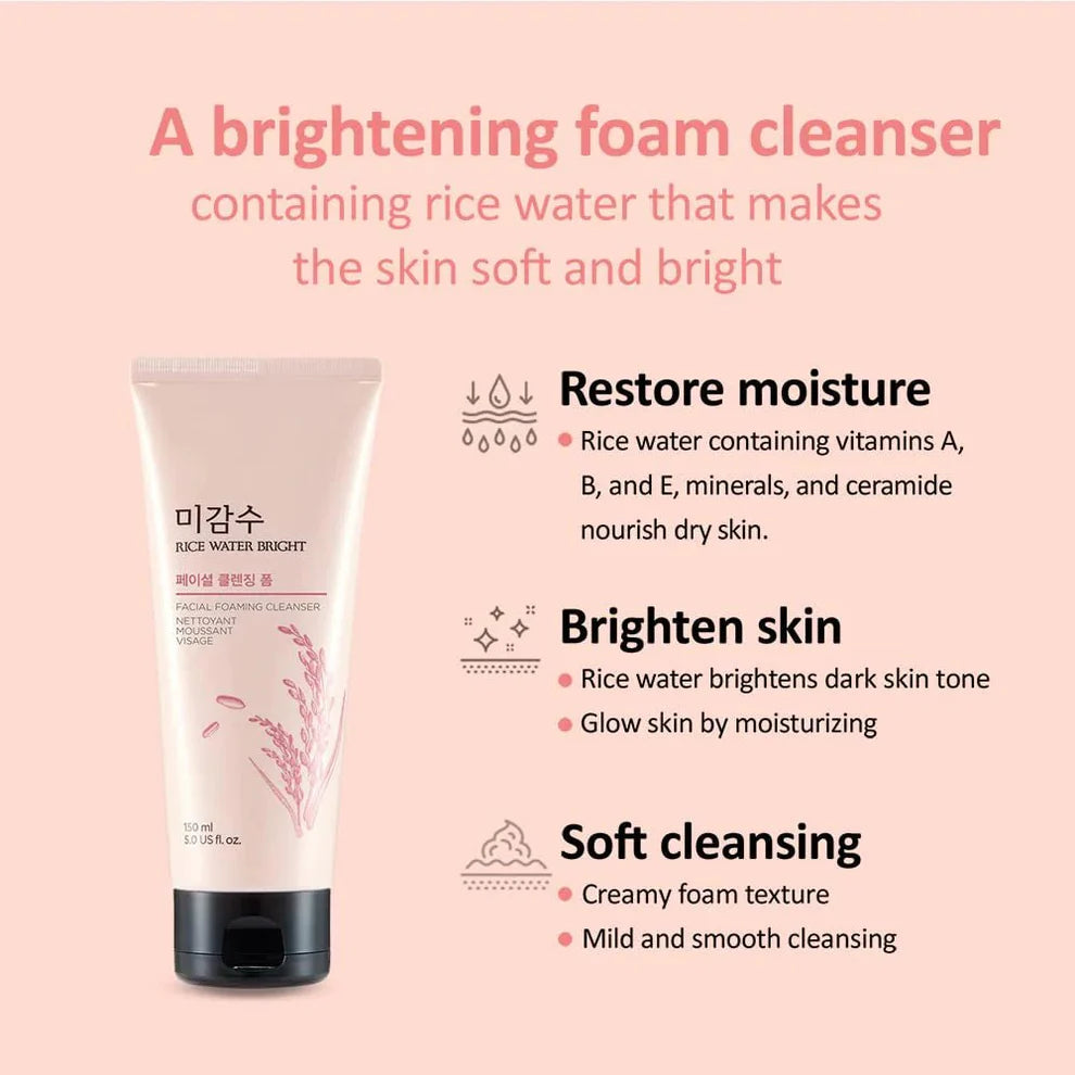 THE FACE SHOP RICE WATER BRIGHT FACIAL FOAMING CLEANSER 150 ML