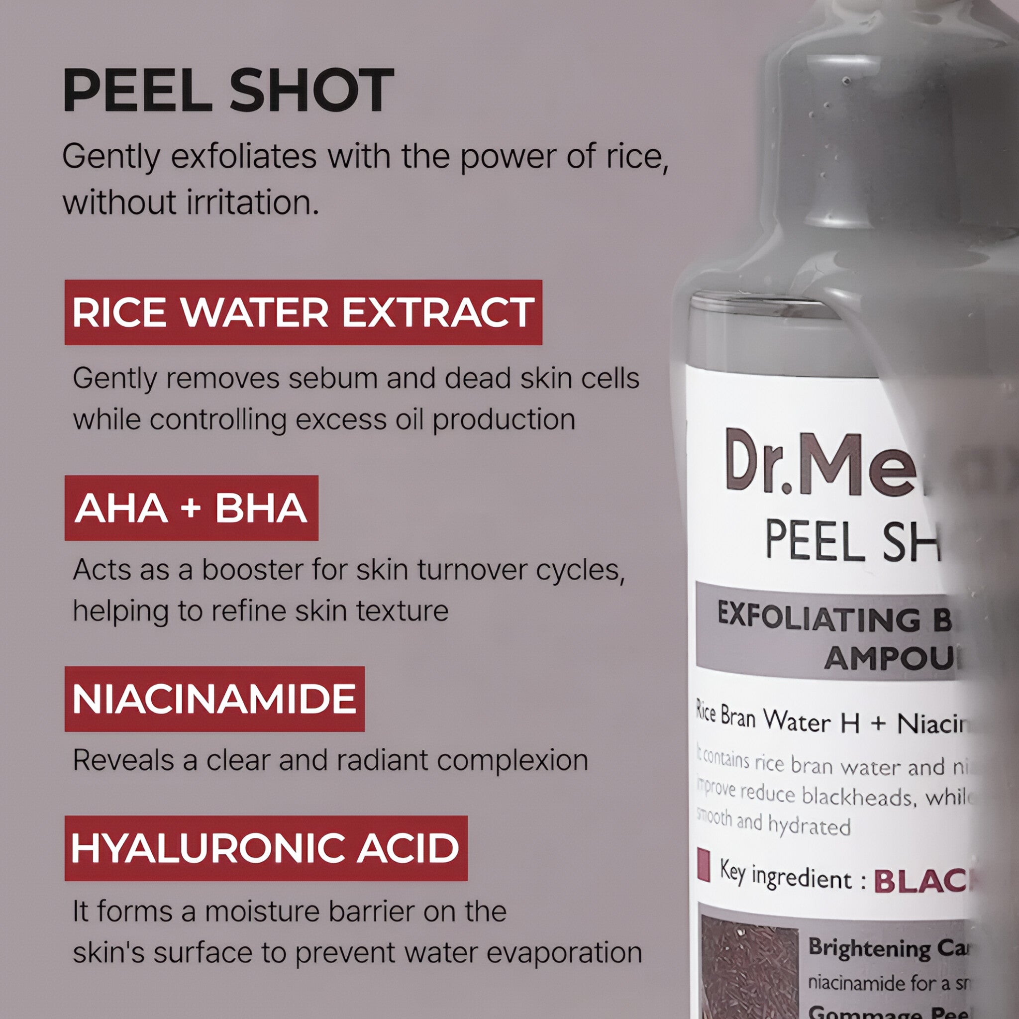 DR.MELAXIN PEEL SHOT EXFOLIATING BLACK RICE AMPOULE 80 ML