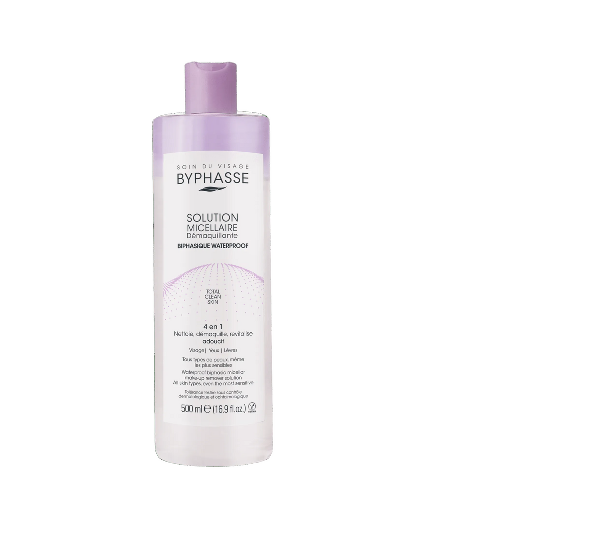 BYPHASSE SOLUTION MICELLAIRE DÉMAQUILLANTE WATERPROOF 4EN1 500ML