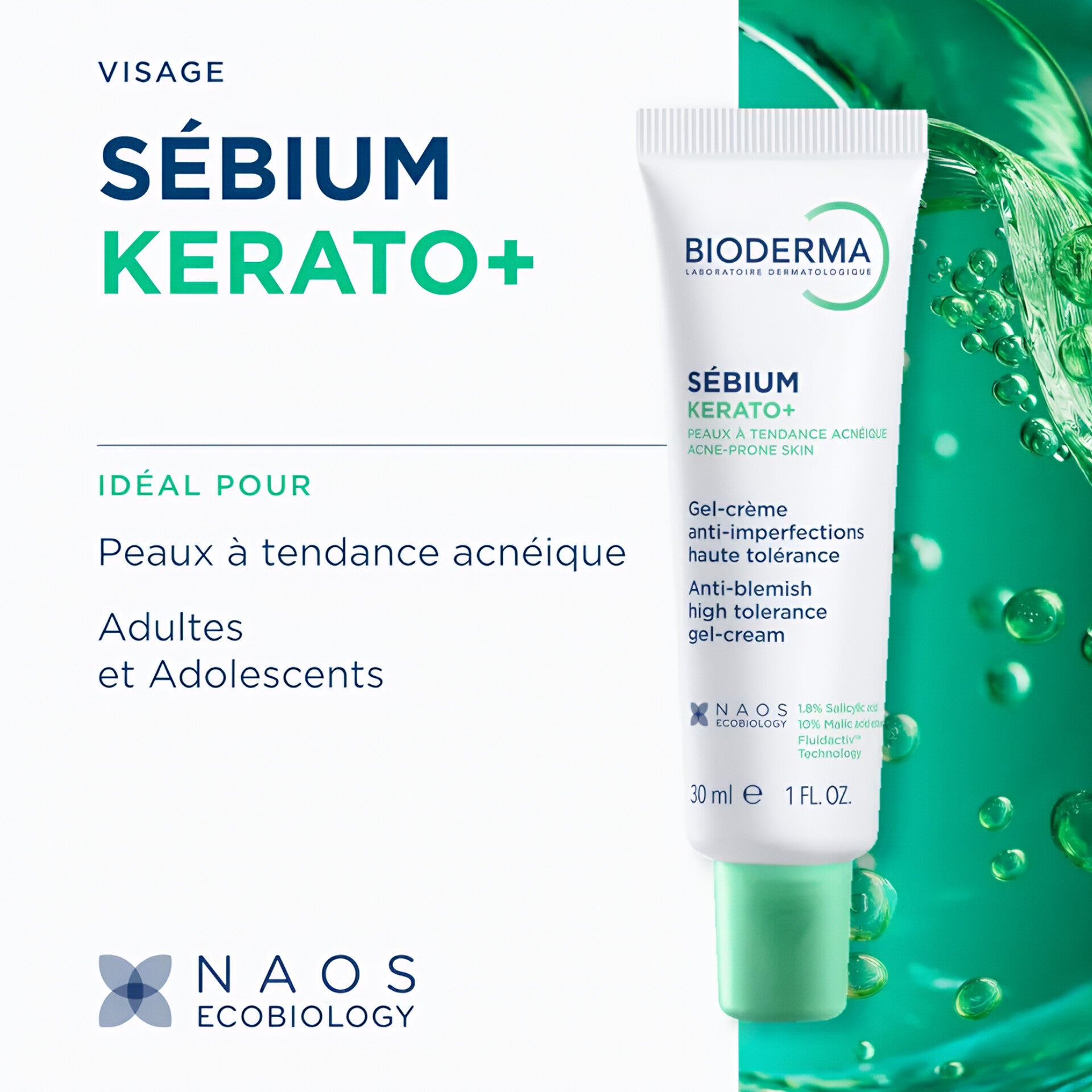 BIODERMA SÉBIUM KERATO+ GEL-CRÈME ANTI-IMPERFECTION HAUTE TOLÉRANCE 30ML ( NEW )