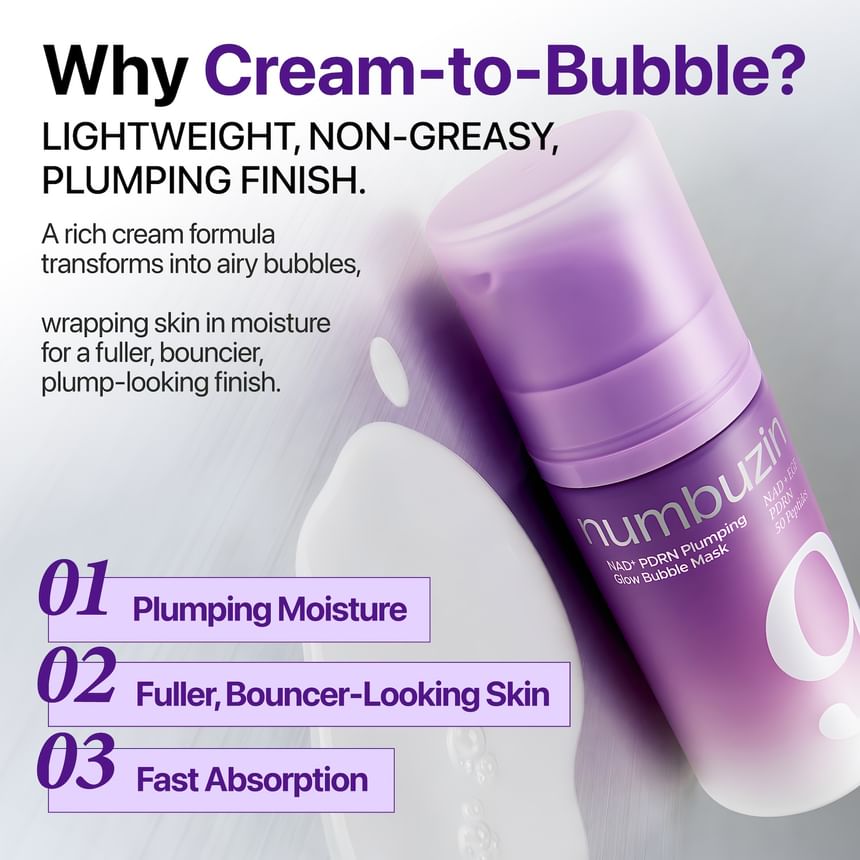 NUMBUZIN 9 NAD+PDRN PLUMPING GLOW BUBBLE MASK 85ML