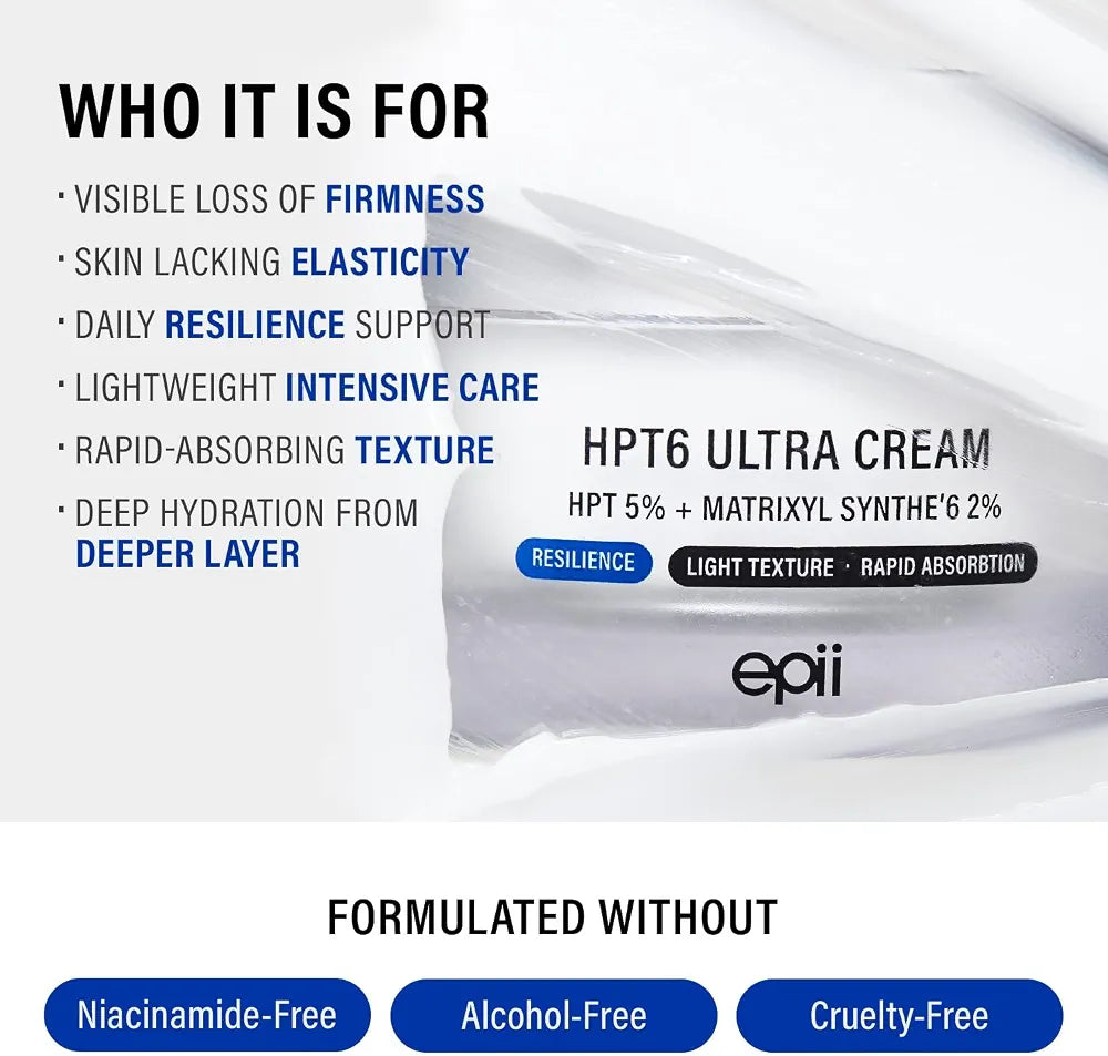 EPII HPT6 ULTRA CREAM RESILIENCE FOR VISIBLE FIRMING + ELASTICITY HTP 5% + MATRIXYL SYNTHE'6 2% 50ML