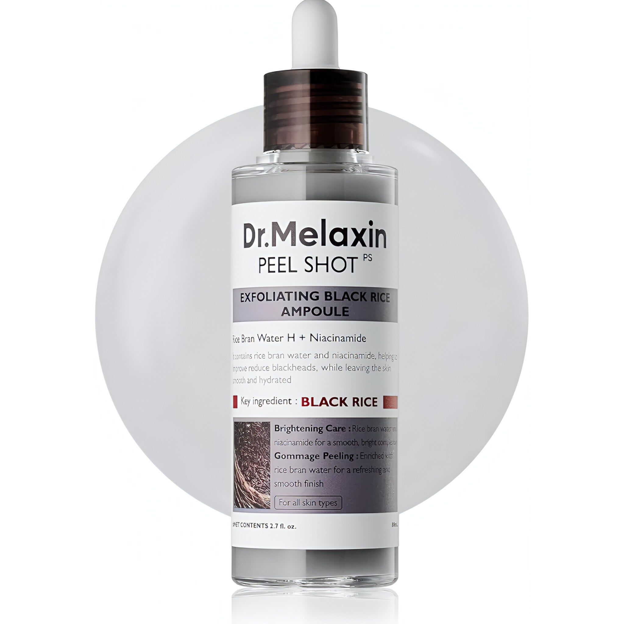 DR.MELAXIN PEEL SHOT EXFOLIATING BLACK RICE AMPOULE 80 ML