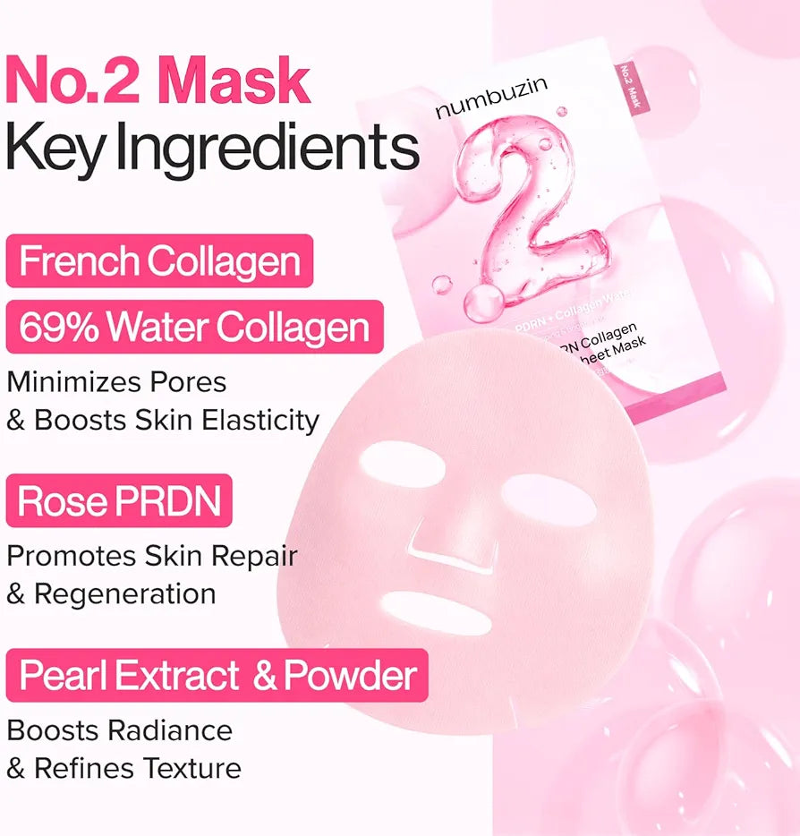 NUMBUZIN NO 2 ROSE PDRN COLLAGEN PLUMPING SHEET MASK 33ML