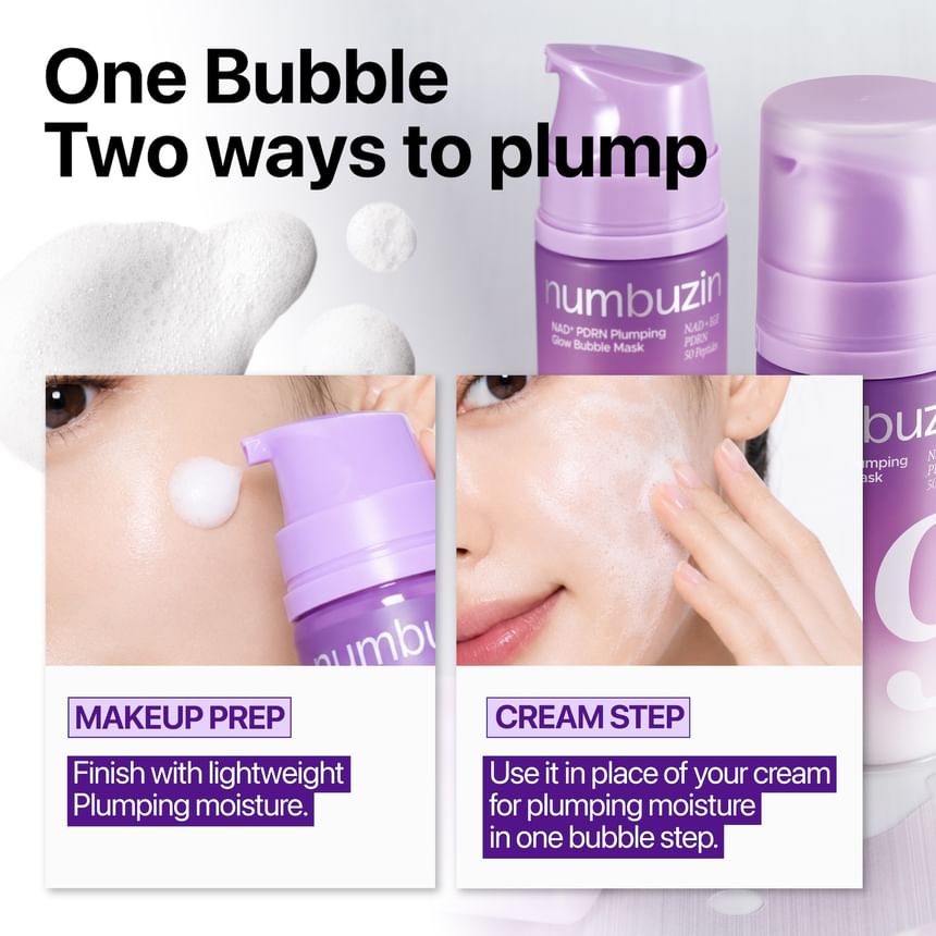 NUMBUZIN 9 NAD+PDRN PLUMPING GLOW BUBBLE MASK 85ML