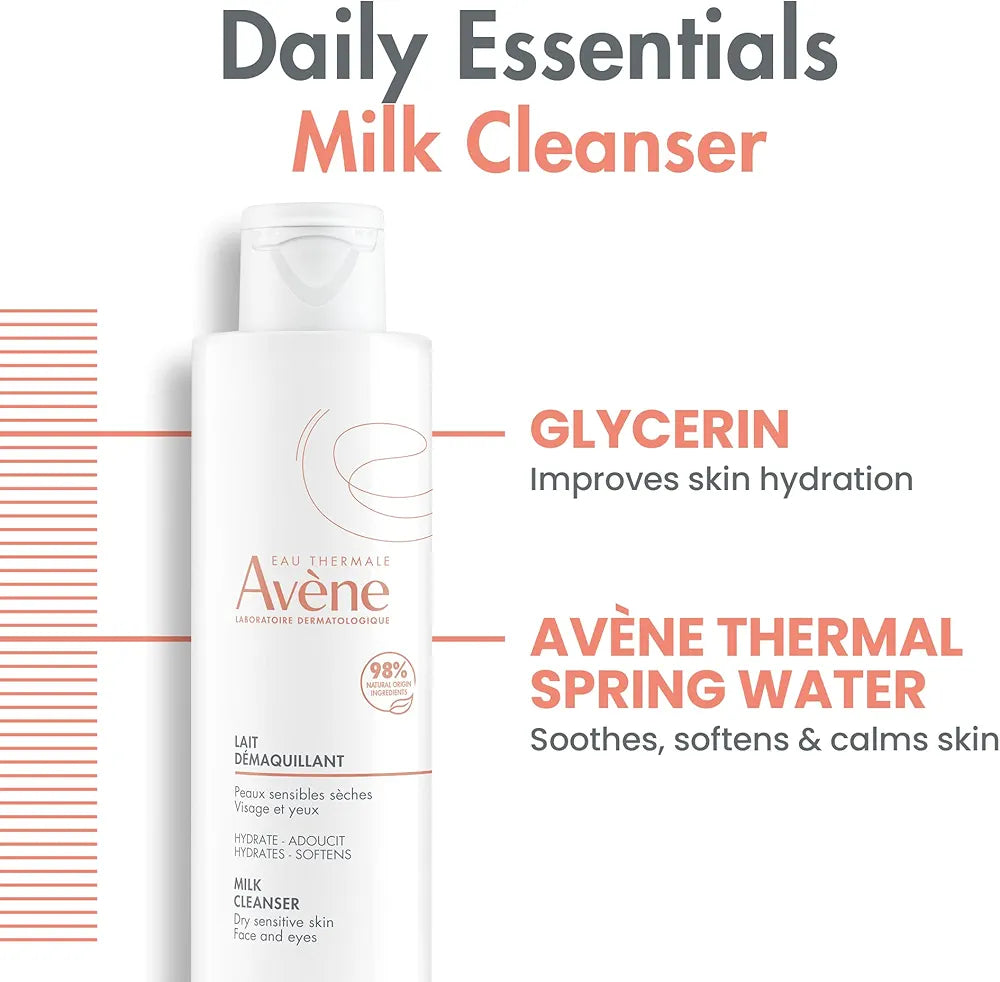 AVÈNE LAIT DÉMAQUILLANT POUR PEAUX SENSIBLES SÈCHES 200ML