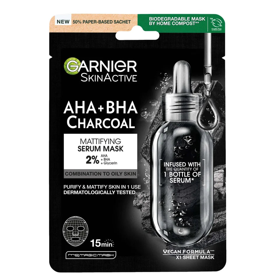 GARNIER SKIN ACTIVE AHA+BHA SERUM MASK 28G