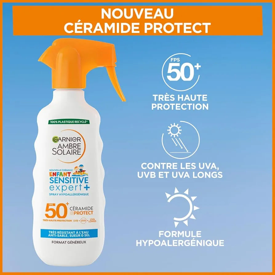 GARNIER SPRAY GÂCHETTE SENSITIVE EXPERT+ ENFANTS TRÈS HAUTE PROTECTION SPF50 270ML