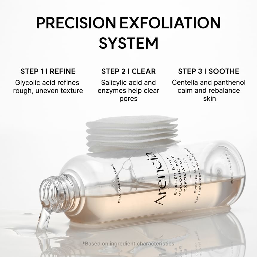ARENCIA ERASER SHOT GLYCOLIC ACID EXFOLIATOR PEEL TONER ESSENCE 200 ML