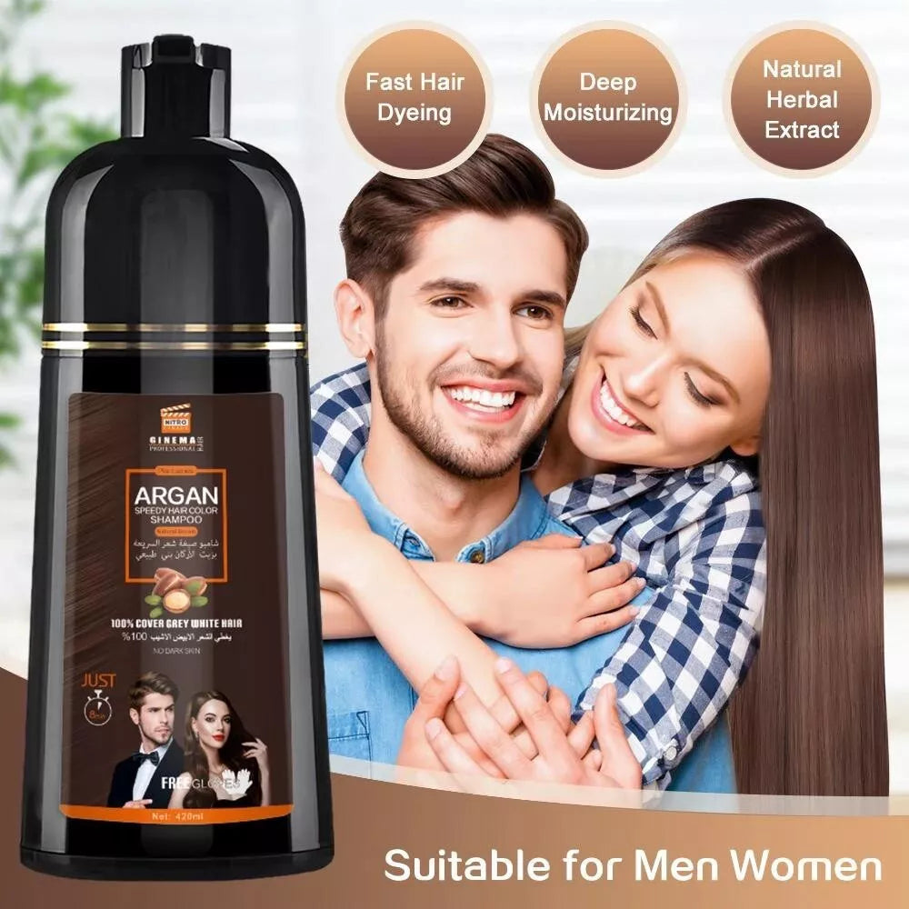 SHAMPOOING COLORANT NATUREL MARRON CLAIR - FAST - À L’HUILE D’ARGAN - 400ML